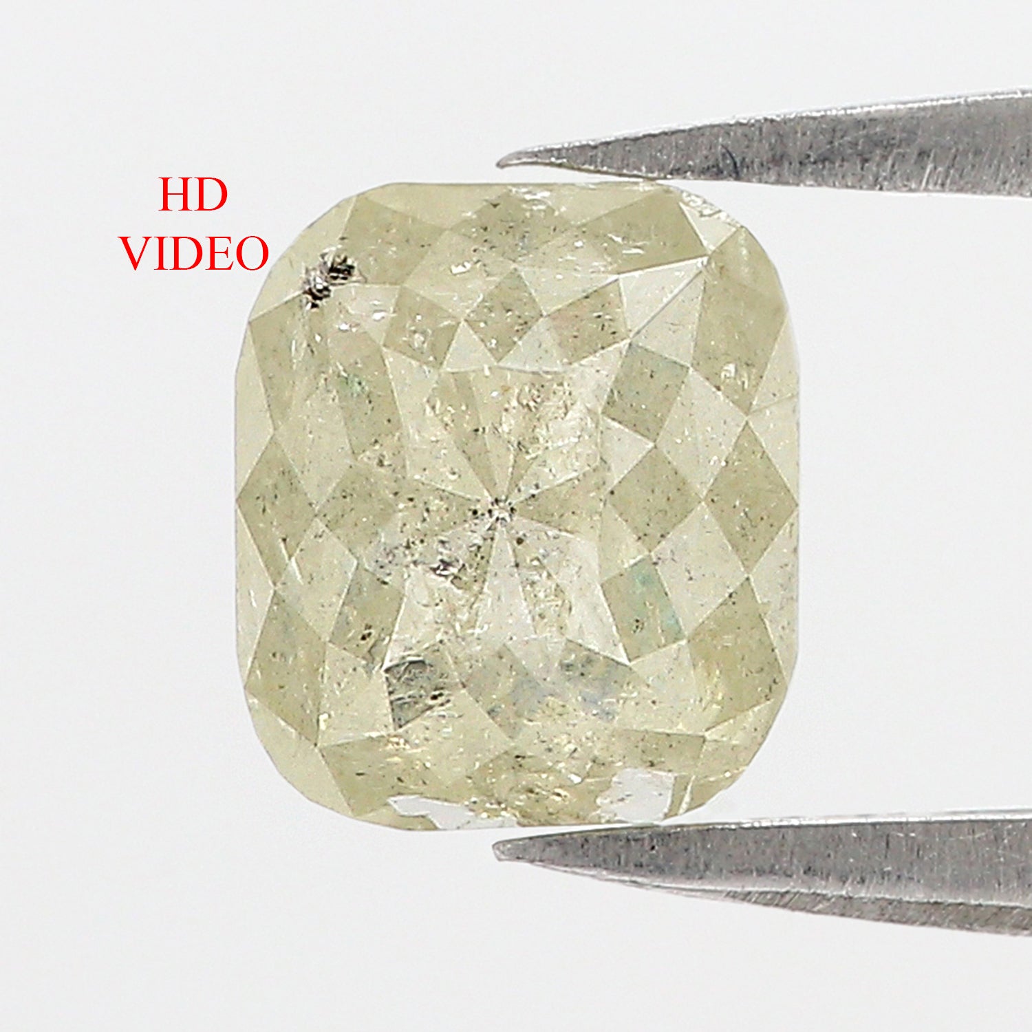1.70 CT Natural Loose Cushion Shape Diamond Yellow Color Cushion Cut Diamond 7.10 MM Natural Grey Color Cushion Rose Cut Diamond QL7412