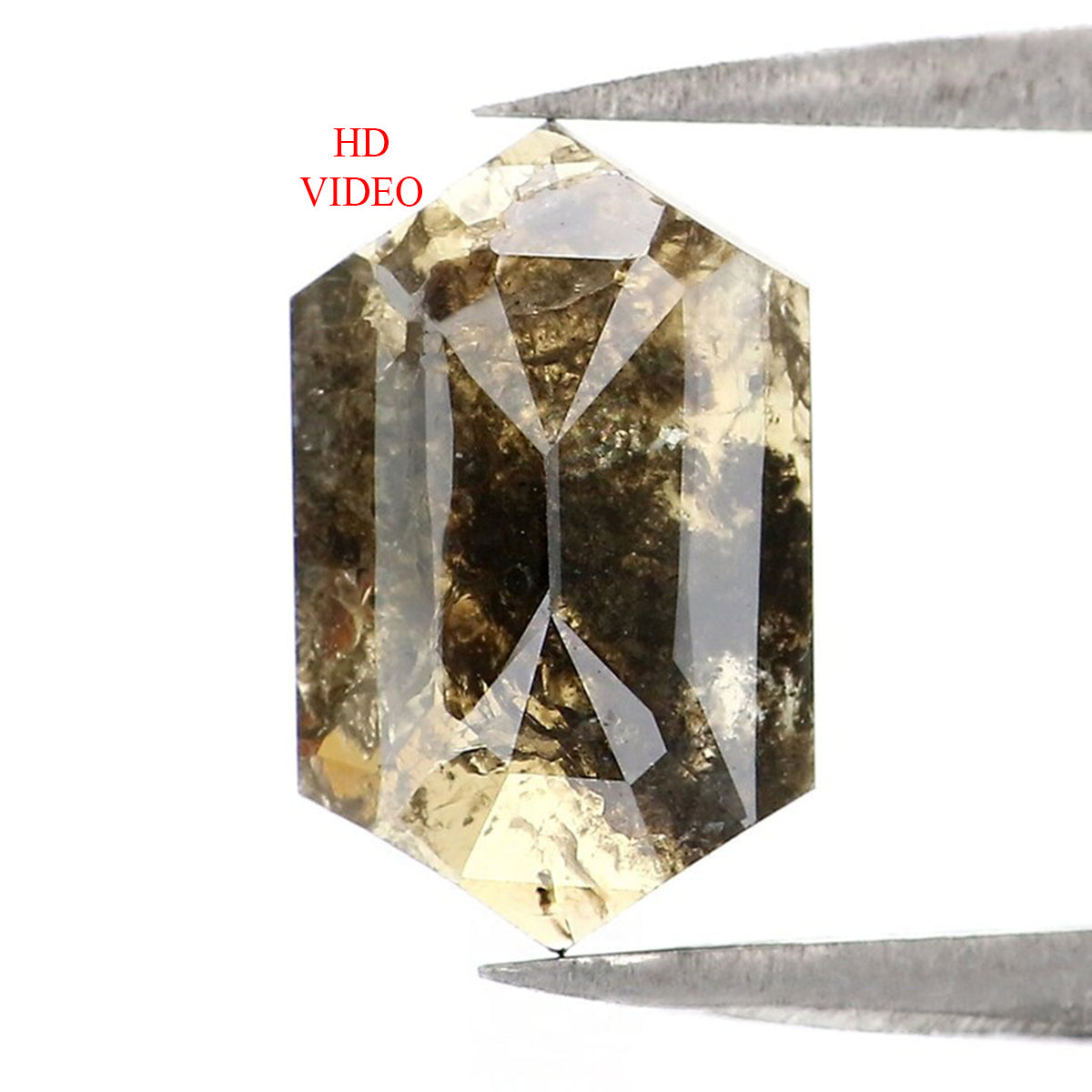 1.60 CT Natural Loose Hexagon Shape Diamond Brown Color Hexagon Cut Diamond 10.00 MM Natural Grey Color Hexagon Rose Cut Diamond LQ7187