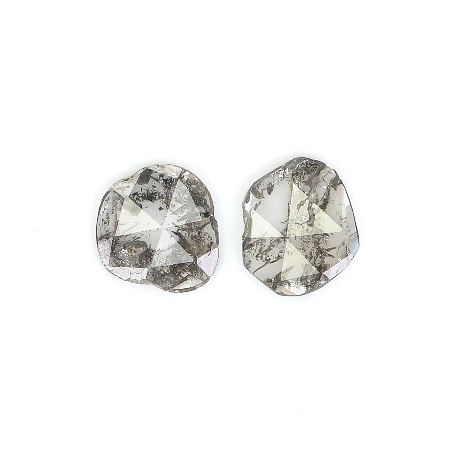 0.82 CT Natural Loose Slice Shape Diamond Salt And Pepper Slice Uncut Diamond 7.05 MM Natural Black Grey Diamond Irregular Cut Diamond L3562