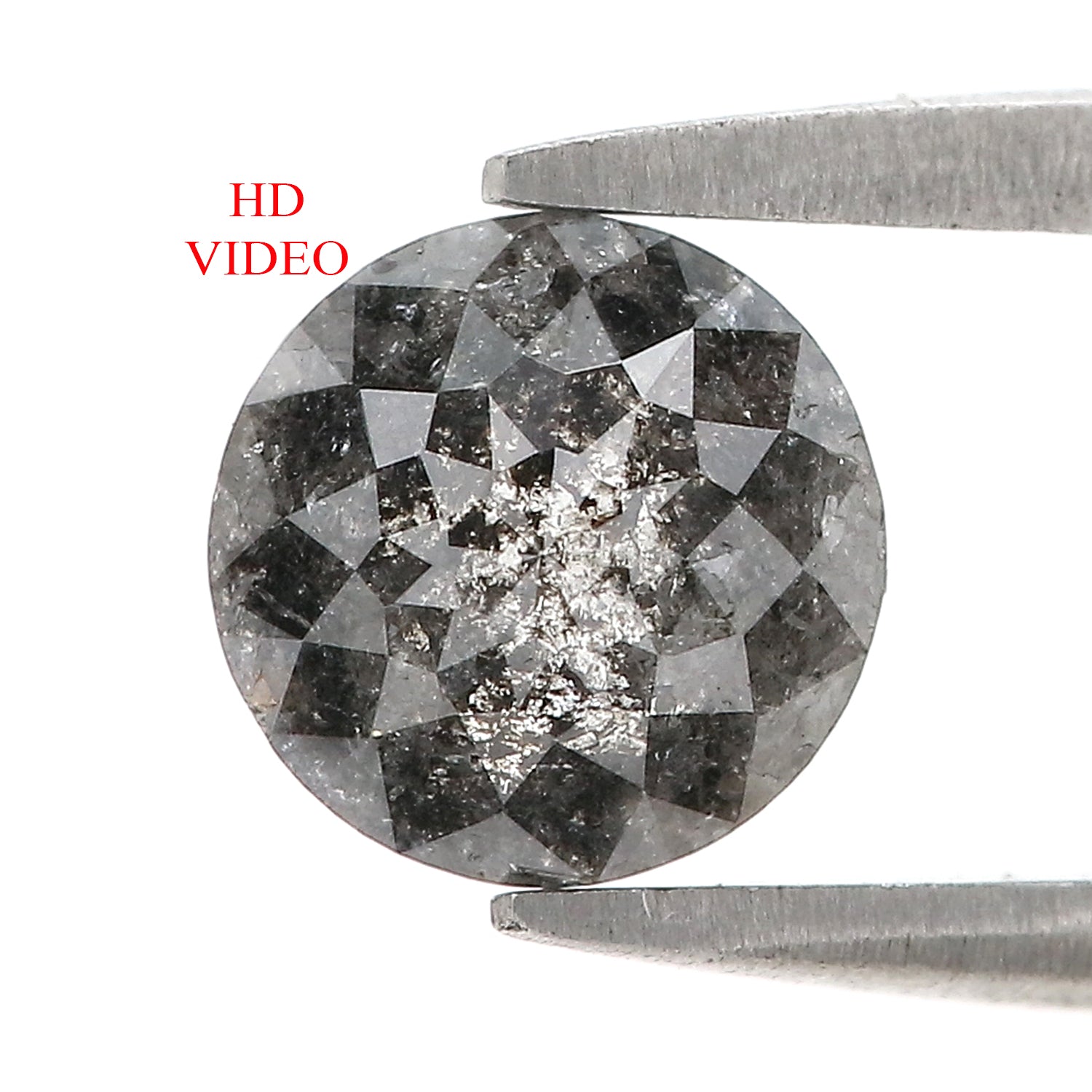 1.77 Ct Natural Loose Round Rose Cut Diamond Salt And Pepper Round Shape Diamond 6.95 MM Natural Black Grey Round Rose Cut Diamond LQ9888