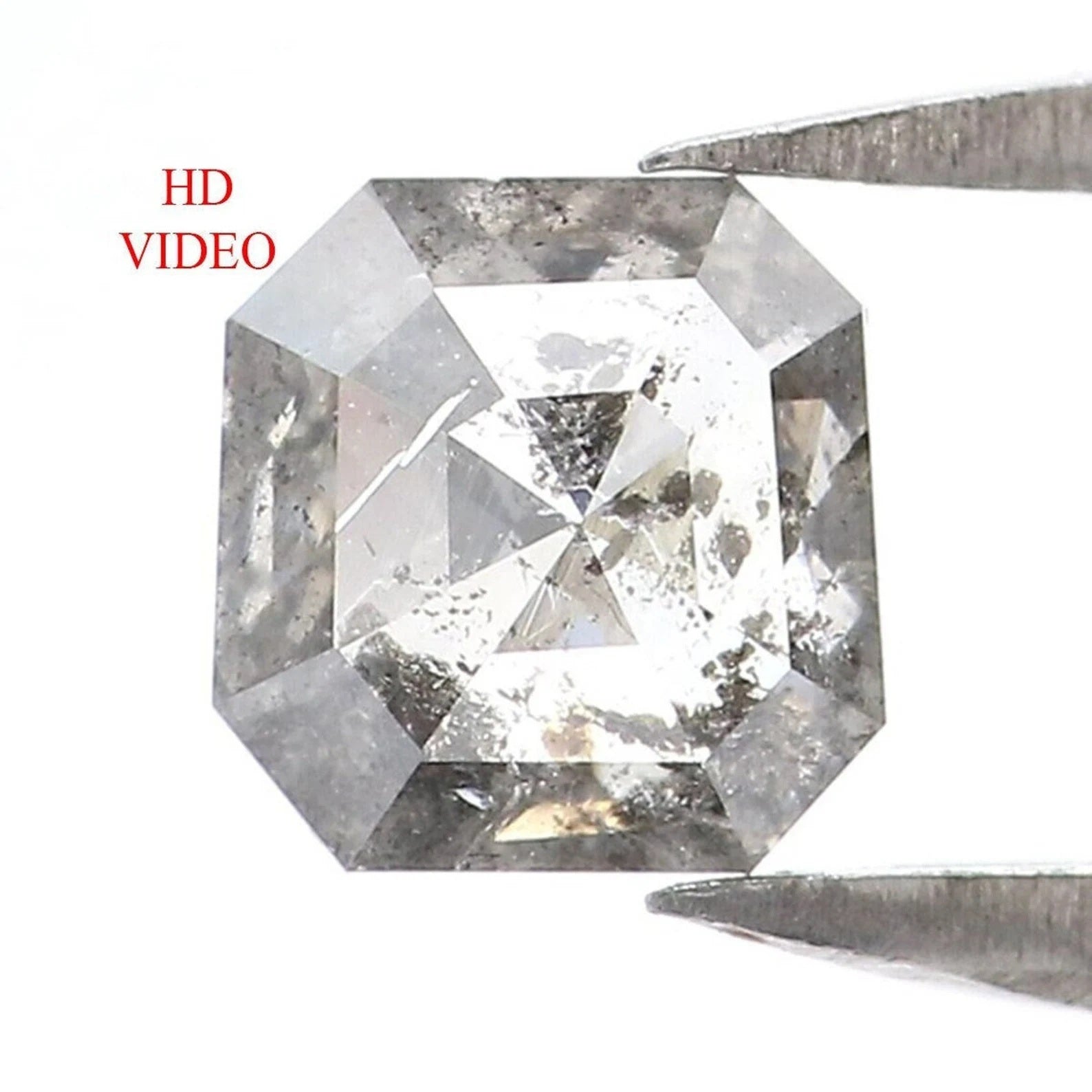 0.48 CT Natural Loose Radiant Diamond Salt And Pepper Diamond 5.20 MM Natural Loose Black Grey Diamond Radiant Rose Cut Diamond NQ7214