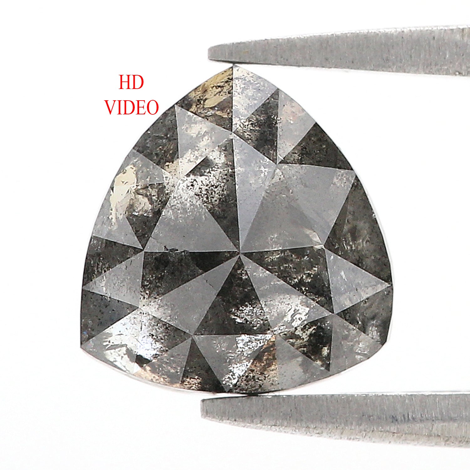 2.60 CT Natural Loose Triangle Shape Diamond Salt And Pepper Triangle Cut Diamond 9.15 MM Natural Black Grey Color Triangle Diamond L3503