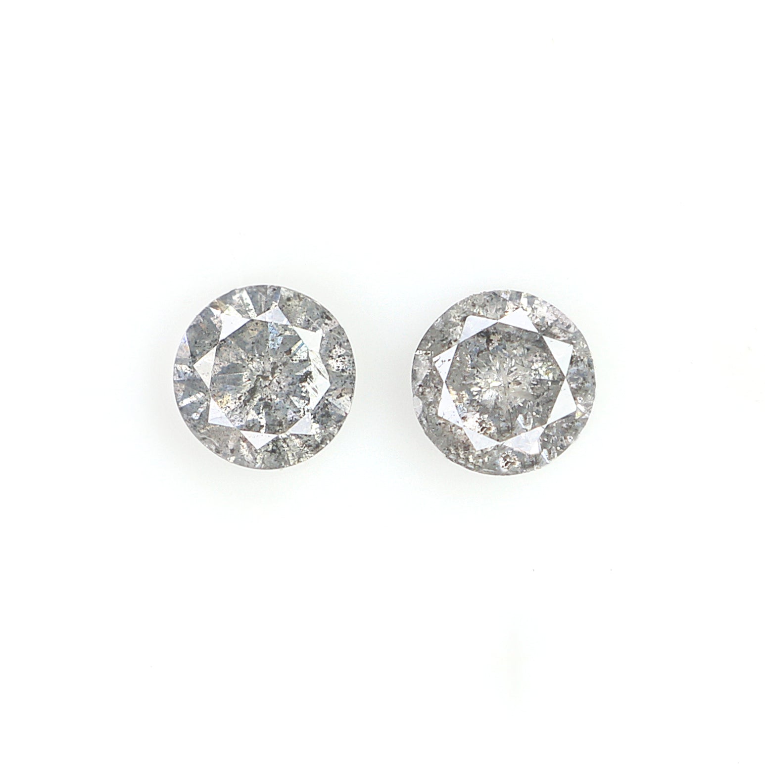 0.37 CT Natural Loose Round Shape Pair Diamond Salt And Pepper Round Diamond 3.65 MM Natural Black Gray Round Brilliant Cut Diamond N2287