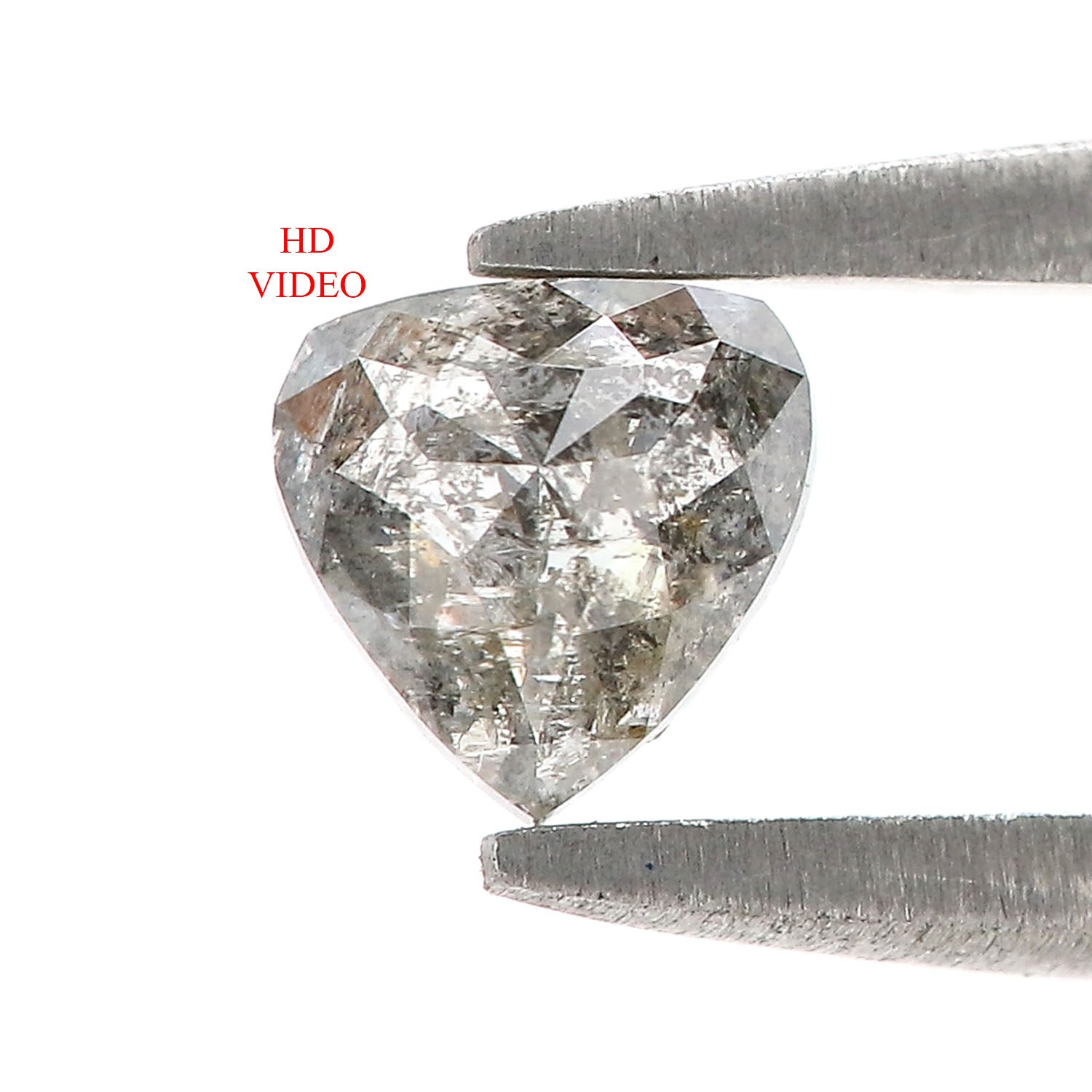 0.50 CT Natural Loose Heart Shape Diamond Salt And Pepper Heart Rose Cut Diamond 4.85 MM Black Grey Color Heart Cut Rose Cut Diamond QL7880