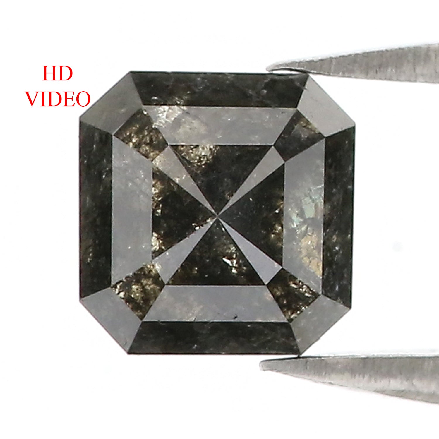 1.04 CT Natural Loose Emerald Shape Diamond Salt And Pepper Emerald Shape Diamond 5.85 MM Black Grey Color Emerald Rose Cut Diamond QK1942