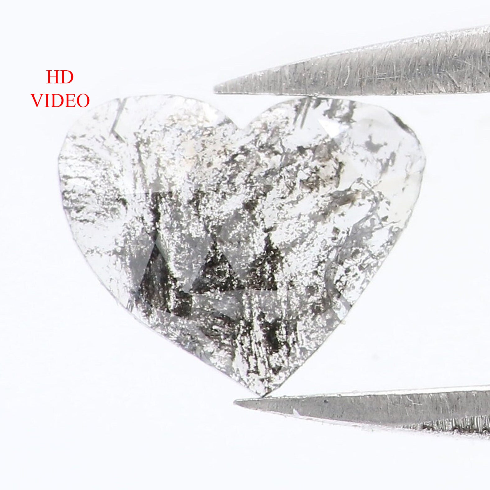 Natural Loose Heart Salt And Papper Diamond Black Grey Color 0.27 CT 5.55 MM Heart Shape Rose Cut L1635