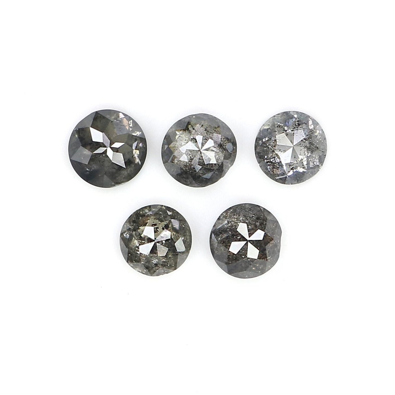 1.41 Ct Natural Loose Round Rose Cut Diamond Salt And Pepper Round Shape Diamond 3.75 MM Natural Black Grey Round Rose Cut Diamond NQ7663