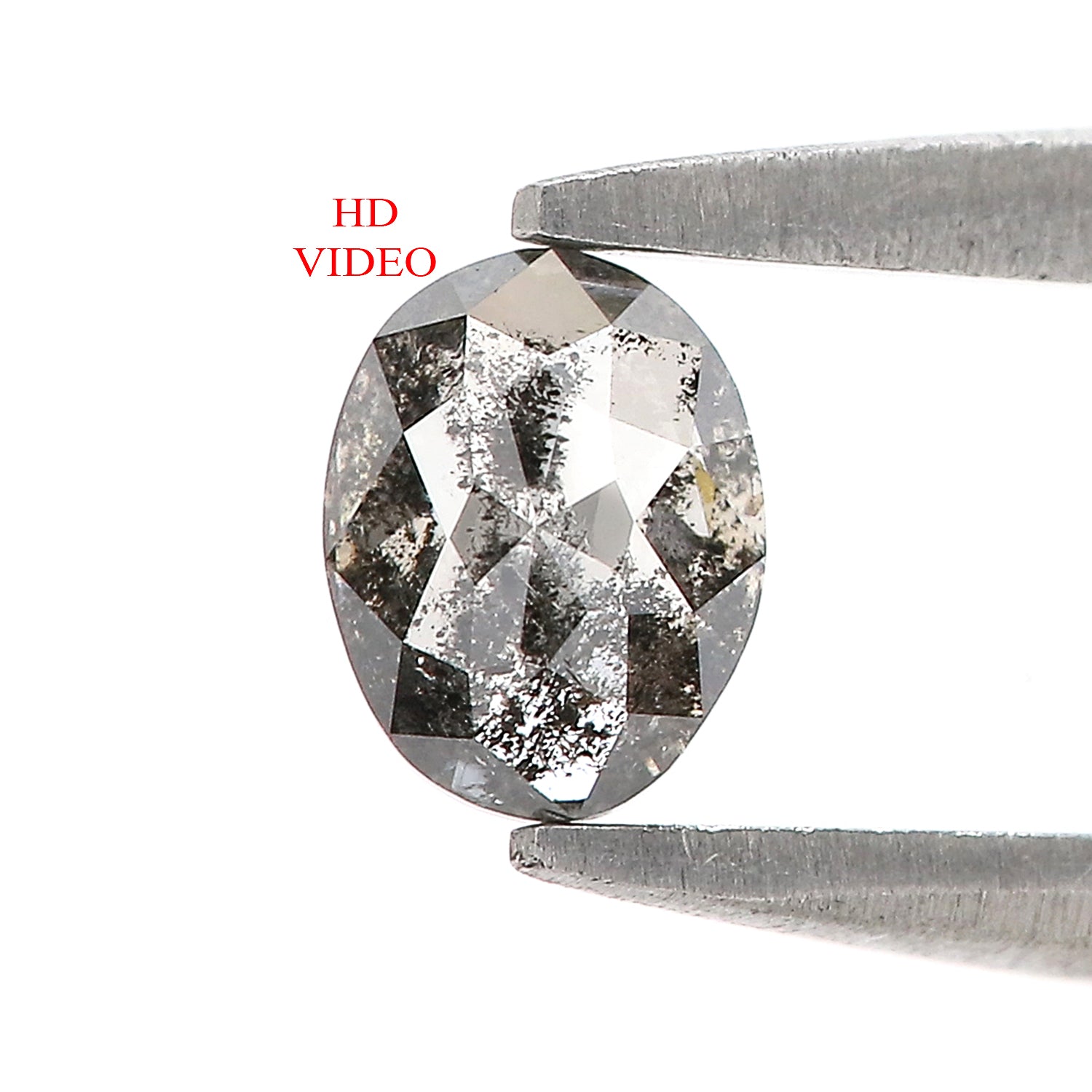 0.39 CT Natural Loose Oval Shape Diamond Salt And Pepper Oval Diamond 5.25 MM Natural Loose Black Grey Color Oval Rose Cut Diamond LQ8987