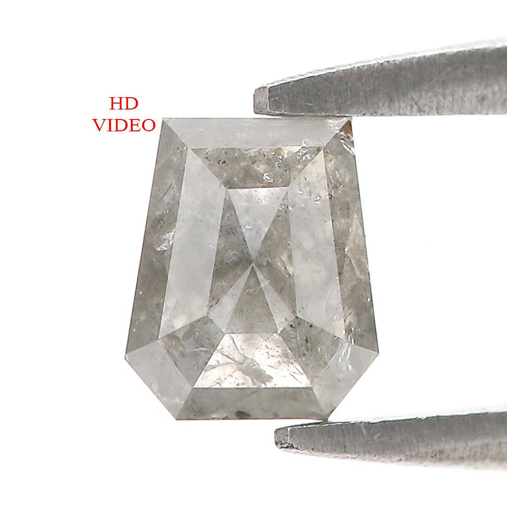 0.65 CT Natural Loose Coffin Shape Diamond Salt And Pepper Coffin Shape Diamond 5.40 MM Black Grey Color Coffin Rose Cut Diamond QL5831