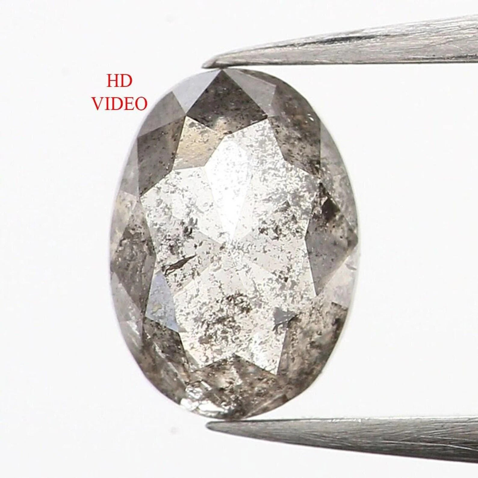 0.47 CT Natural Loose Oval Shape Diamond Salt And Pepper Oval Diamond 5.50 MM Natural Loose Black Grey Color Oval Rose Cut Diamond NQ1132