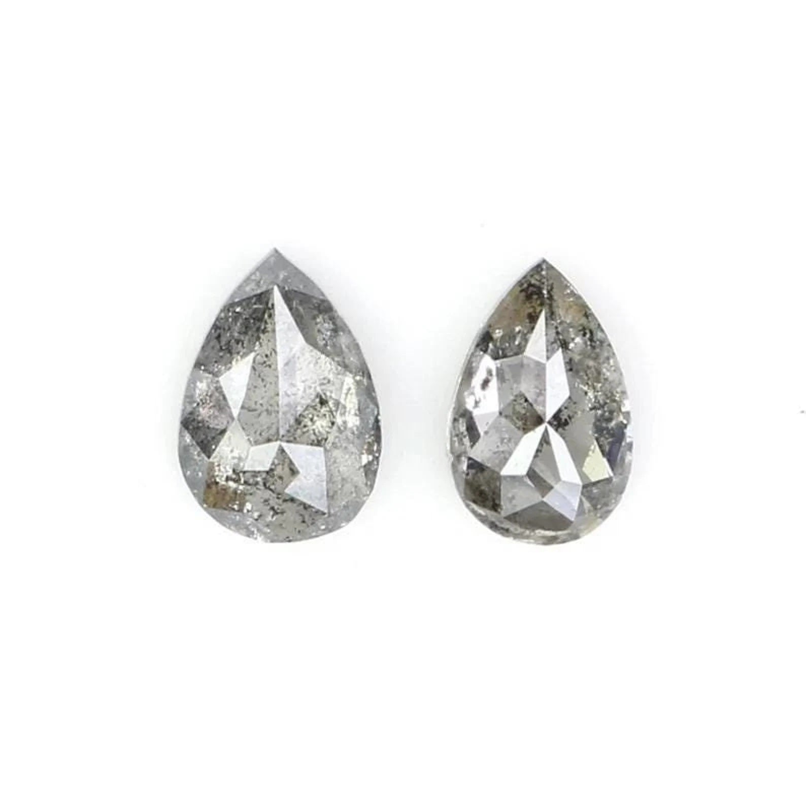 0.34 CT Natural Loose Pear Cut Pair Diamond Salt And Pepper Pear Shape Diamond 4.35 MM Natural Black Grey Color Pear Rose Cut Diamond NQ2356