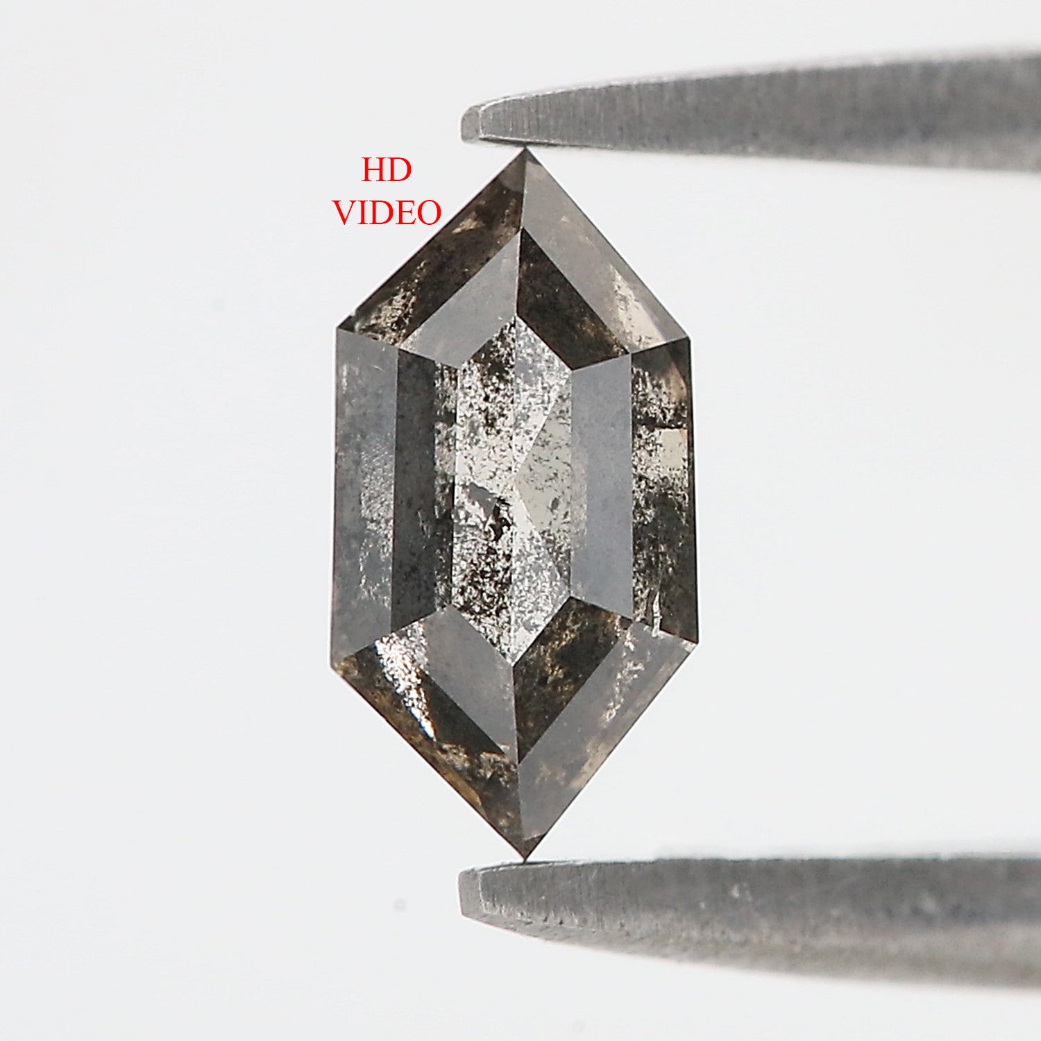 0.61 CT Natural Loose Hexagon Cut Diamond Salt And Pepper Hexagon Diamond 7.65 MM Natural Loose Black Grey Color Hexagon Cut Diamond QL9458