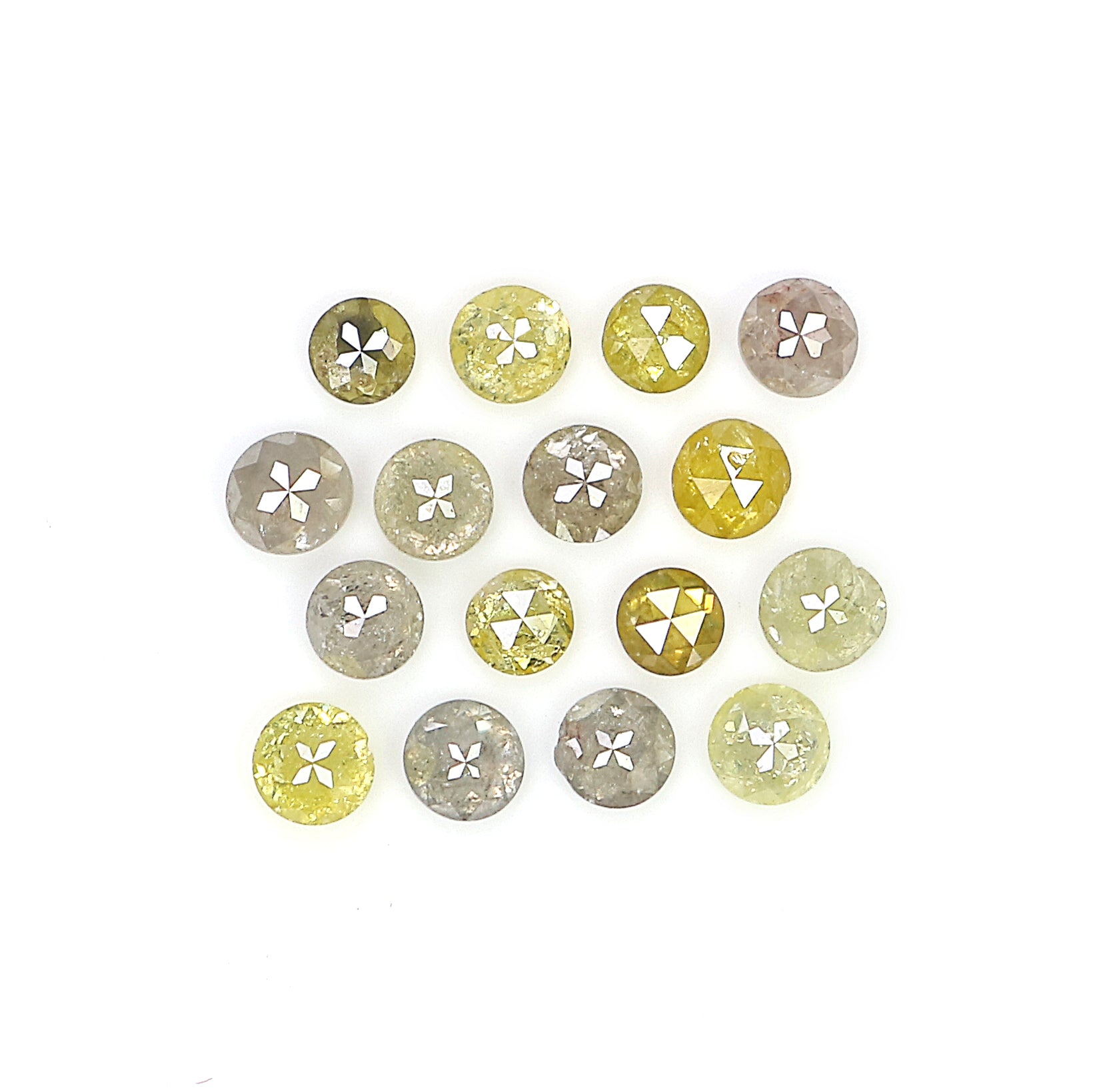 1.15 CT Natural Loose Round Rose Cut Diamond Grey Color Round Shape Diamond 2.40 MM Natural Loose Yellow Color Round Rose Cut Diamond KQ2437