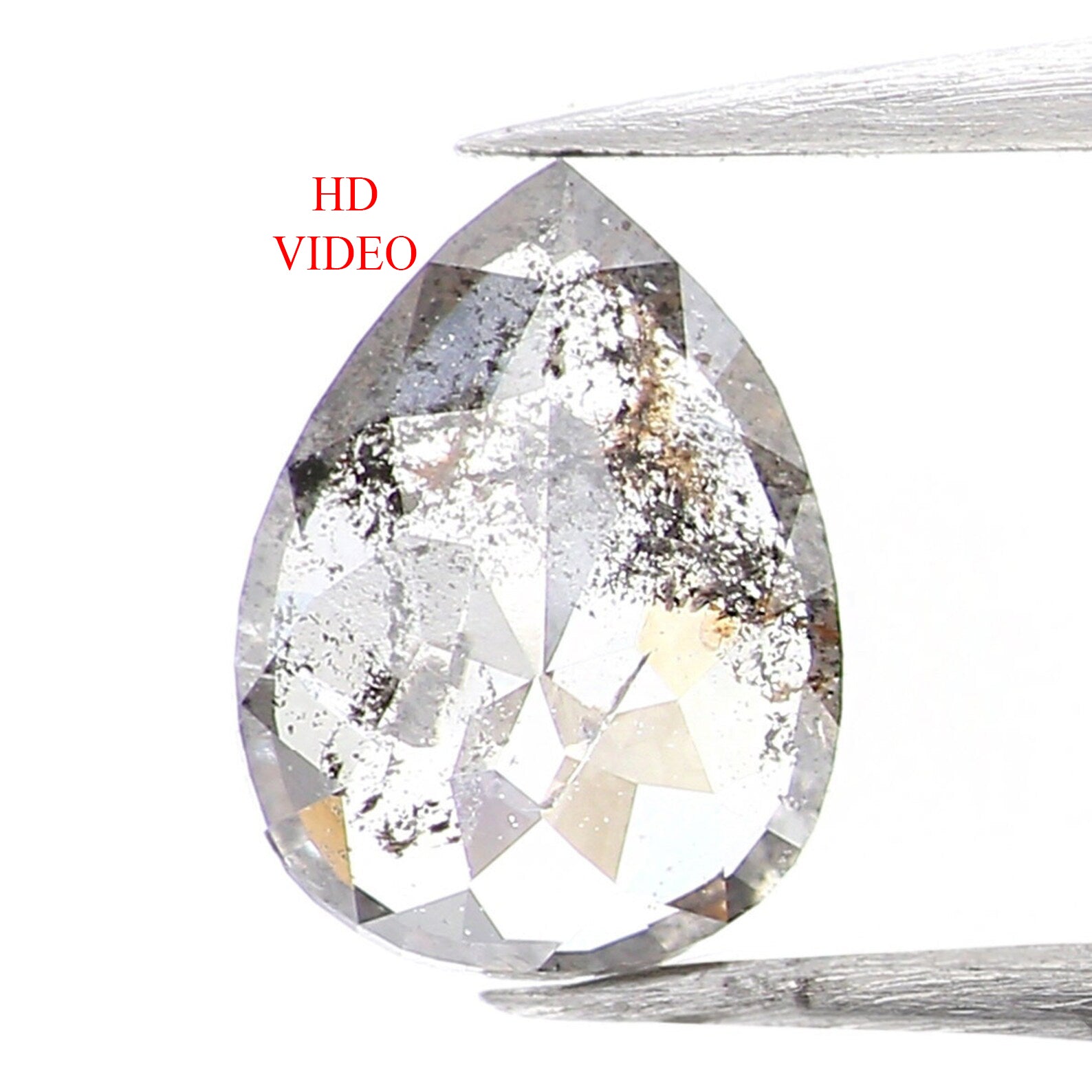 0.38 CT Natural Loose Pear Shape Diamond Salt And Pepper Pear Cut Diamond 5.80 MM Natural Black Grey Color Pear Rose Cut Diamond LQ1018