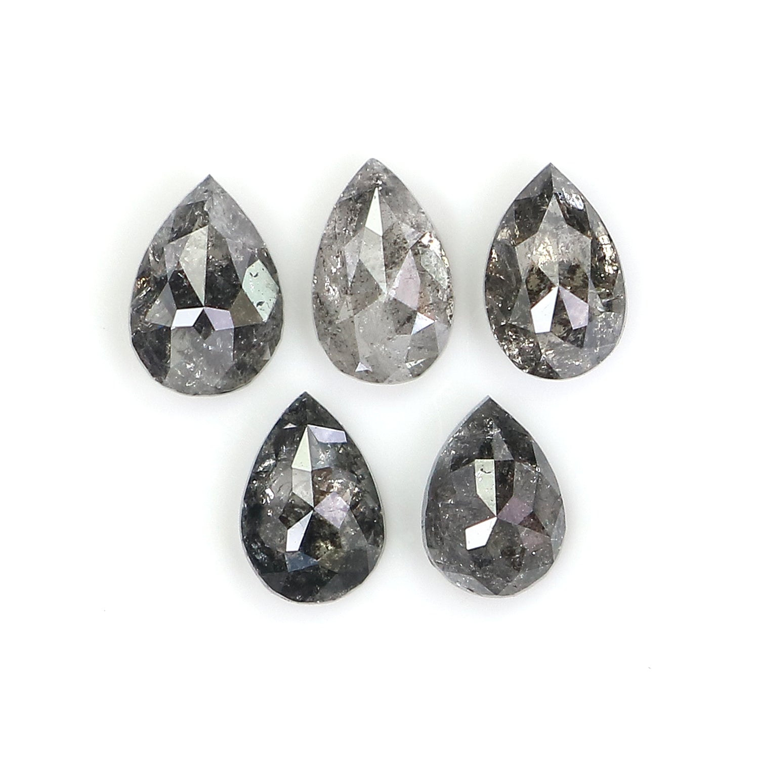 1.22 CT Natural Loose Pear Shape Diamond Salt And Pepper Pear Cut Diamond 4.70 MM Natural Loose Black Grey Color Pear Rose Cut Diamond QL752