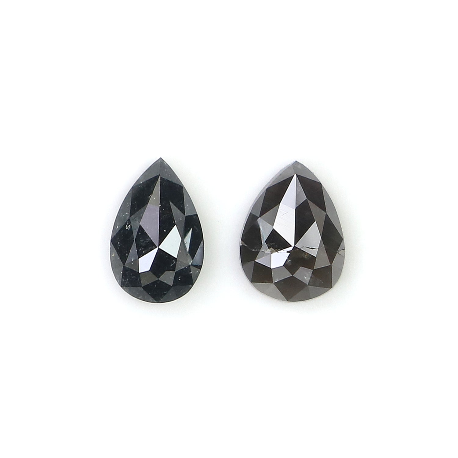 0.73 CT Natural Loose Pear Cut Pair Diamond Salt And Pepper Pear Shape Diamond 5.65 MM Natural Black Grey Color Pear Rose Cut Diamond KQ2386