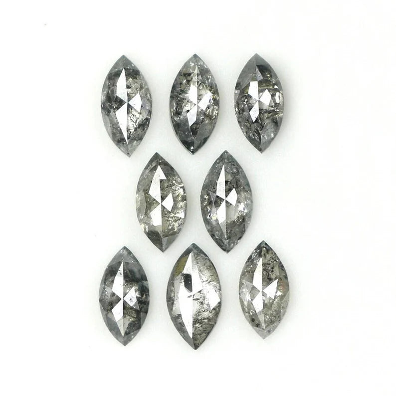 0.69 CT Natural Loose Marquise Shape Diamond Salt And Pepper Marquise Cut Diamond 4.10 MM Black Grey Color Marquise Rose Cut Diamond QN1600