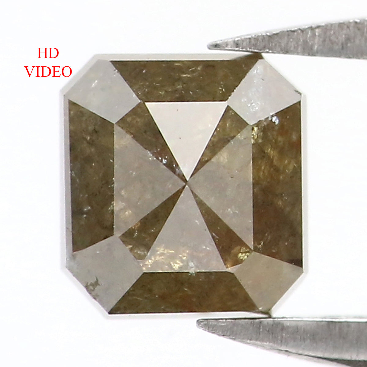 Natural Loose Radiant Diamond Grey Green Color 0.69 CT 4.80 MM Radiant Shape Rose Cut Diamond KR1814