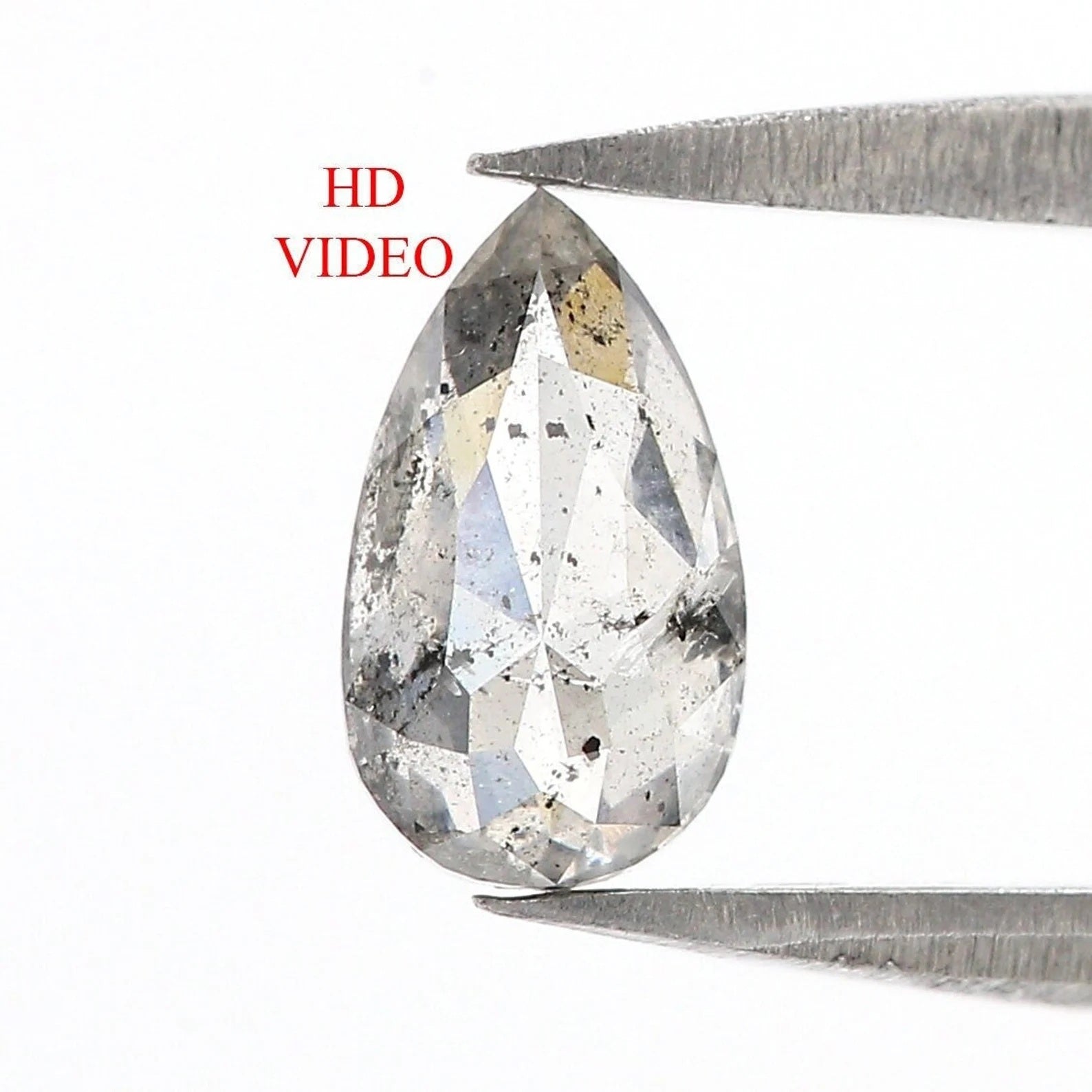 0.65 Ct Natural Loose Pear Cut Diamond Salt And Pepper Pear Diamond 7.40 MM Natural Diamond Black Grey Color Pear Rose Cut Diamond NQ2513