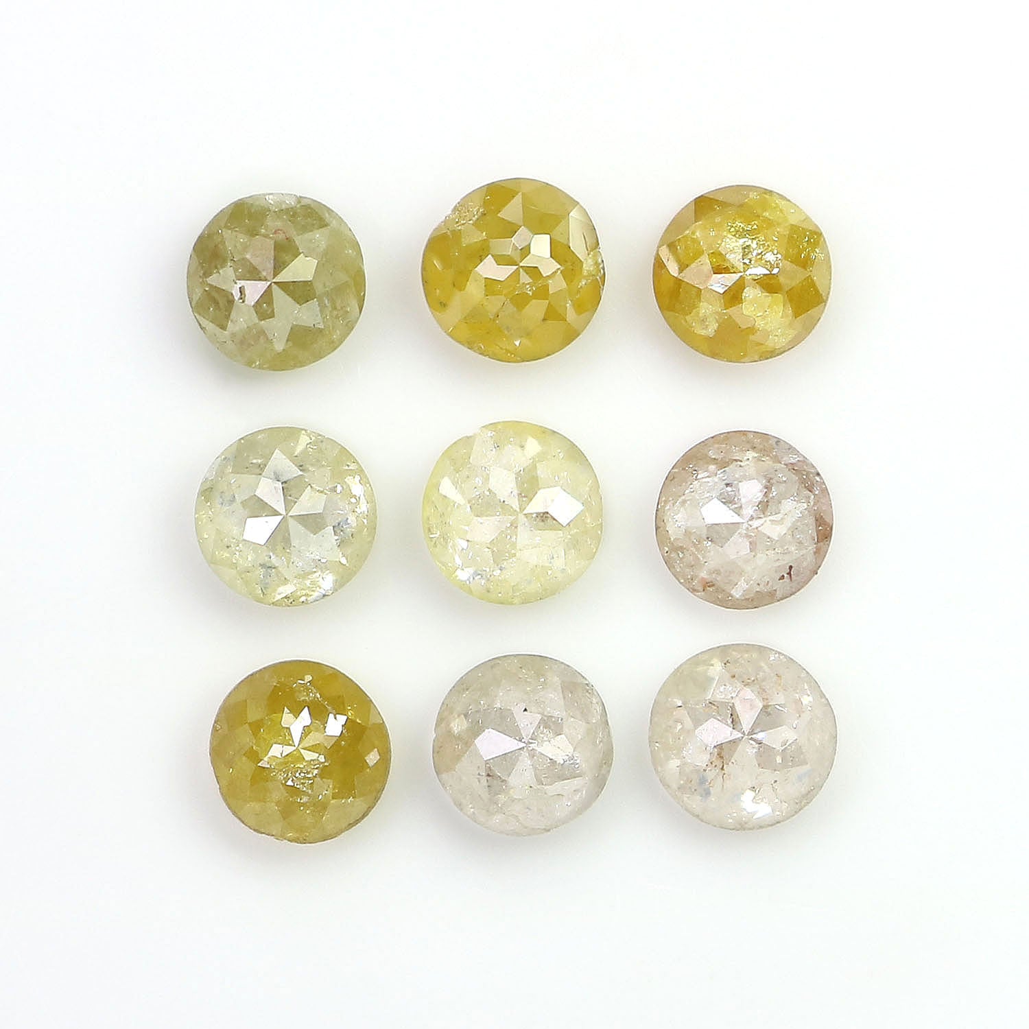 2.25 CT Natural Loose Round Rose Cut Diamond Grey Color Round Shape Diamond 3.50 MM Natural Loose Yellow Color Round Rose Cut Diamond LQ1704