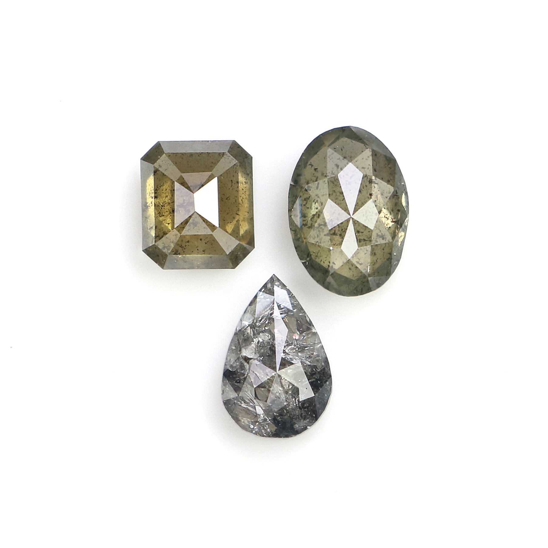 1.25 Ct Natural Loose Mix Shape Diamond Black Color Mix Shape Diamond 4.40 MM Natural Green Color Diamond Mix Shape Rose Cut Diamond L005