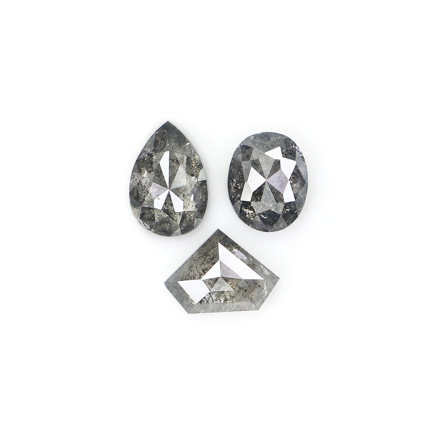 0.84 Ct Natural Loose Diamond, Salt Pepper Diamond, Mix Shape, Black And Gray Diamond, Shield Diamond, Oval Diamond, Pear Diamond N1237