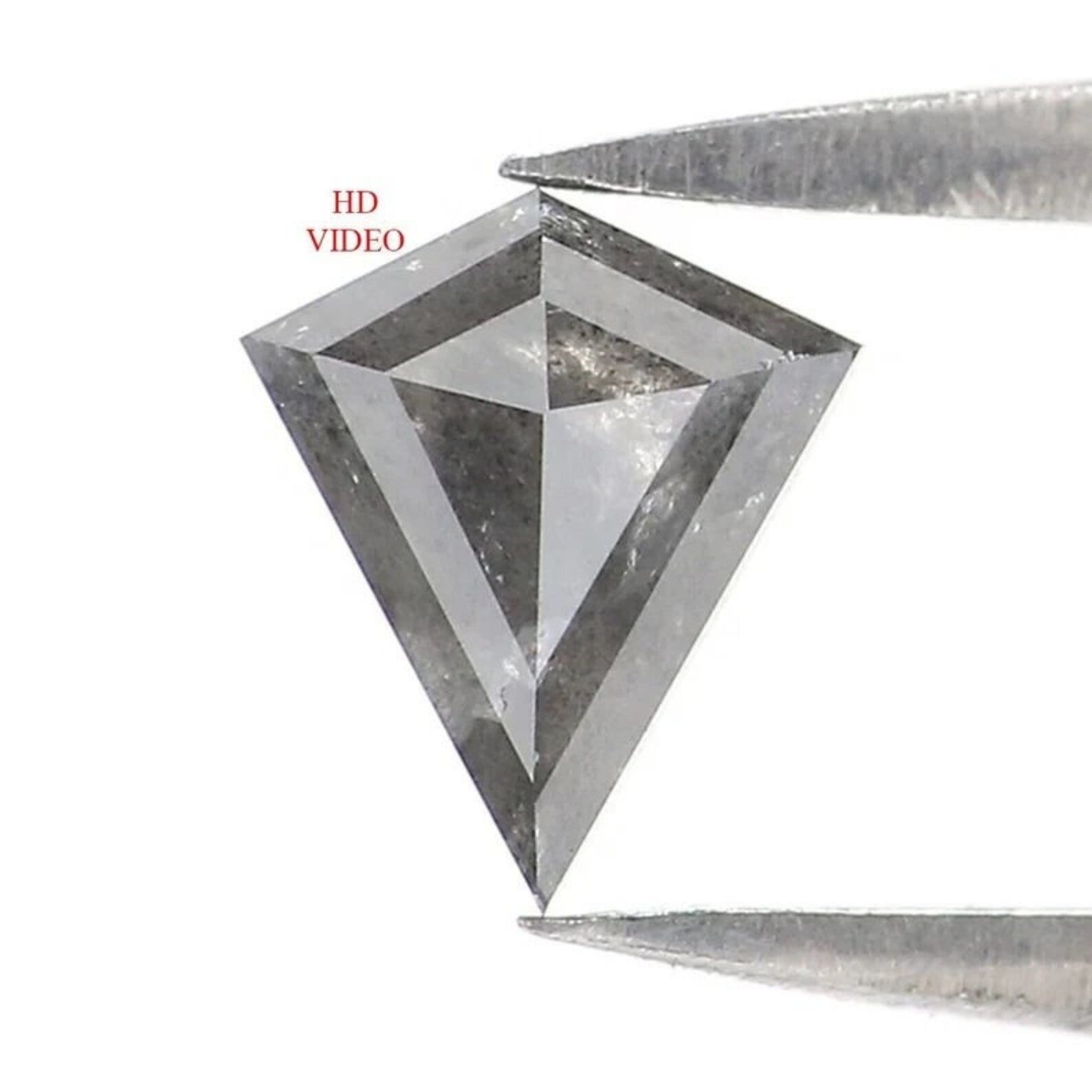 0.58 CT Natural Loose Kite Shape Diamond Salt And Pepper Kite Diamond 6.40 MM Natural Diamond Black Gray Color Kite Rose Cut Diamond NQ2125