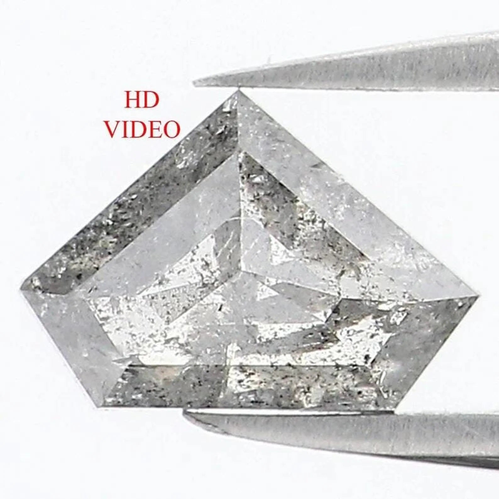 0.51 CT Natural Loose Shield Shape Diamond Salt And Pepper Shield Diamond 4.50 MM Natural Black Grey Color Shield Rose Cut Diamond NQ1537