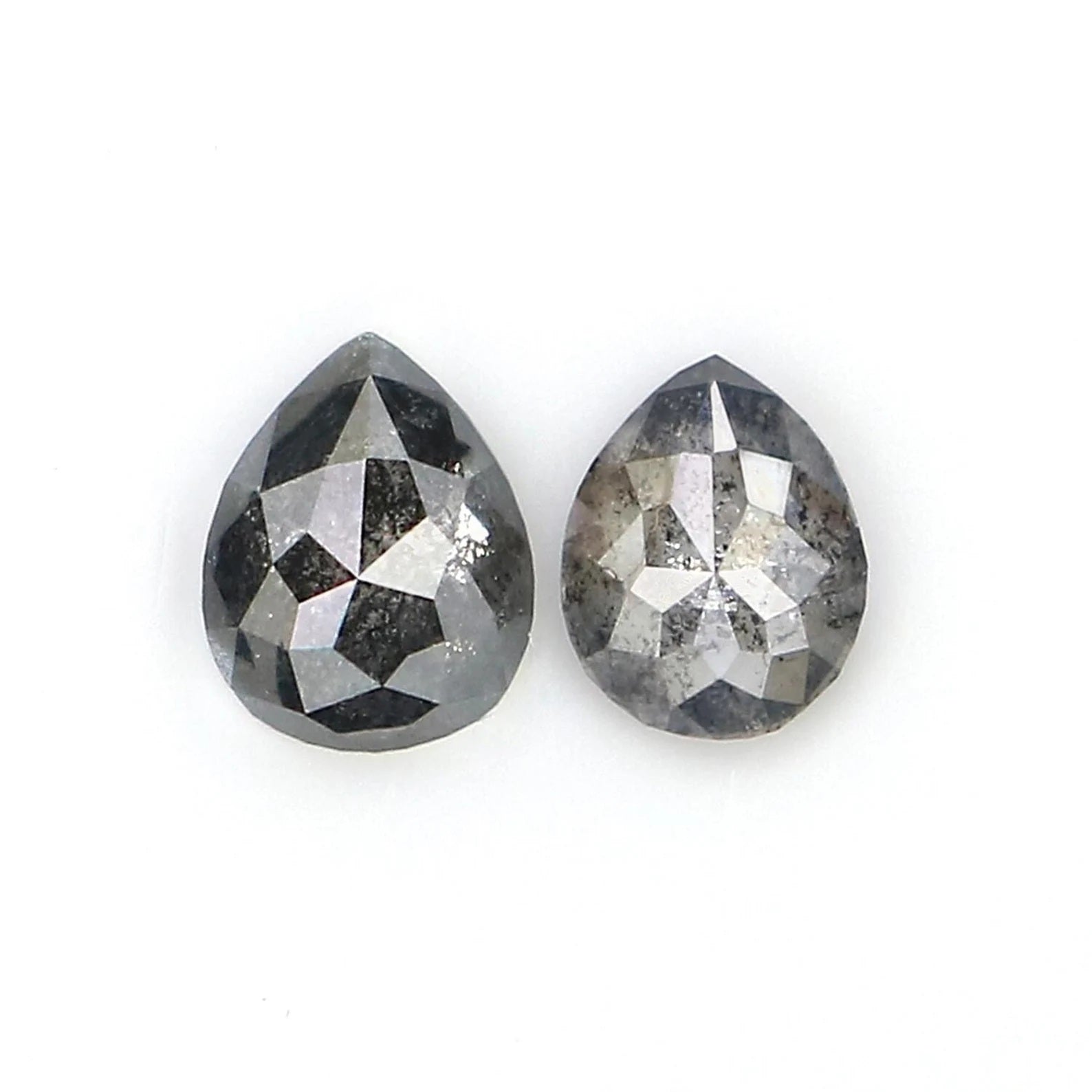 0.39 CT Natural Loose Pear Cut Pair Diamond Salt And Pepper Pear Shape Diamond 4.20 MM Natural Black Grey Color Pear Rose Cut Diamond NQ1854