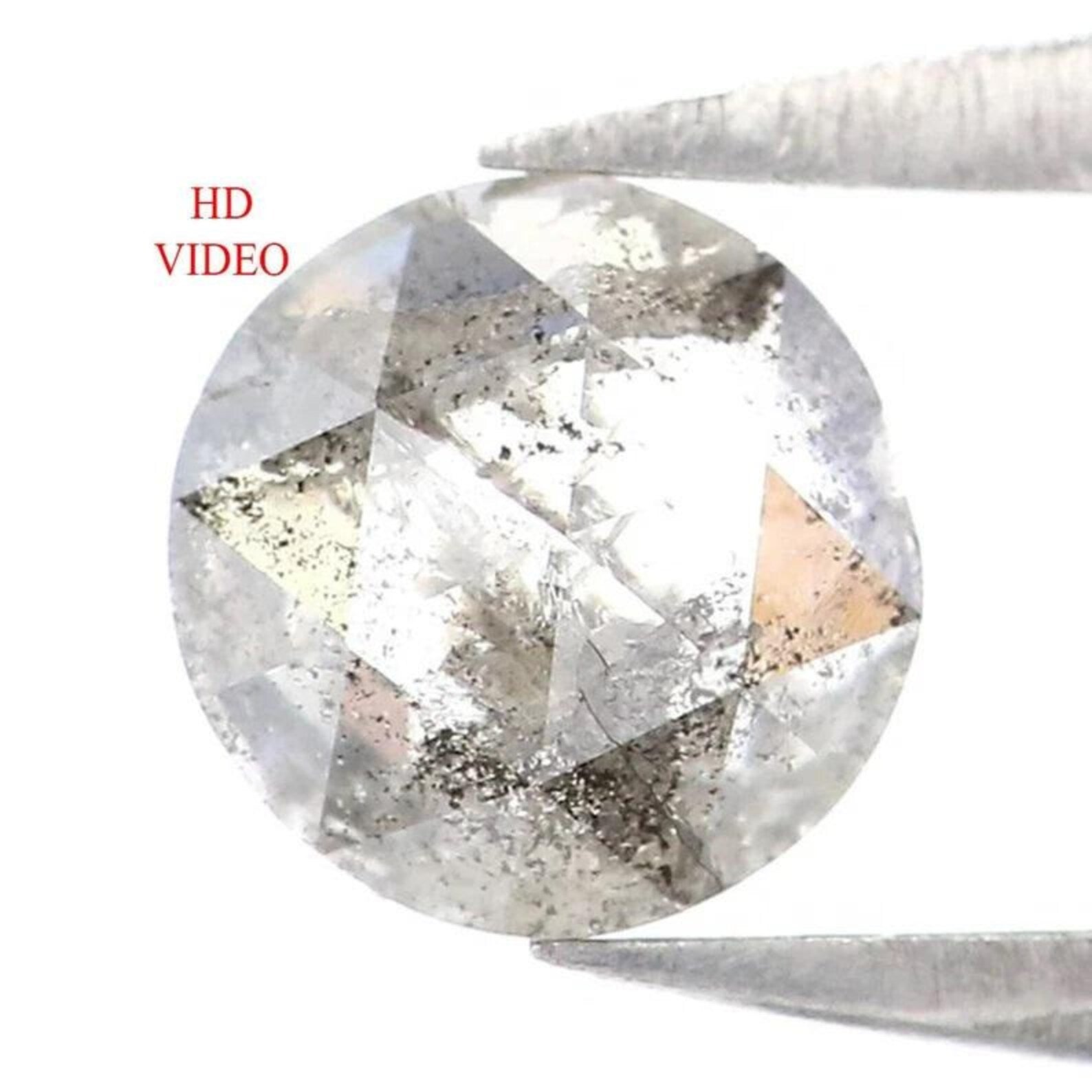 0.54 CT Natural Loose Round Shape Diamond Salt And Pepper Round Diamond 5.20 MM Natural Loose Black Grey Color Round Rose Cut Diamond NQ7721