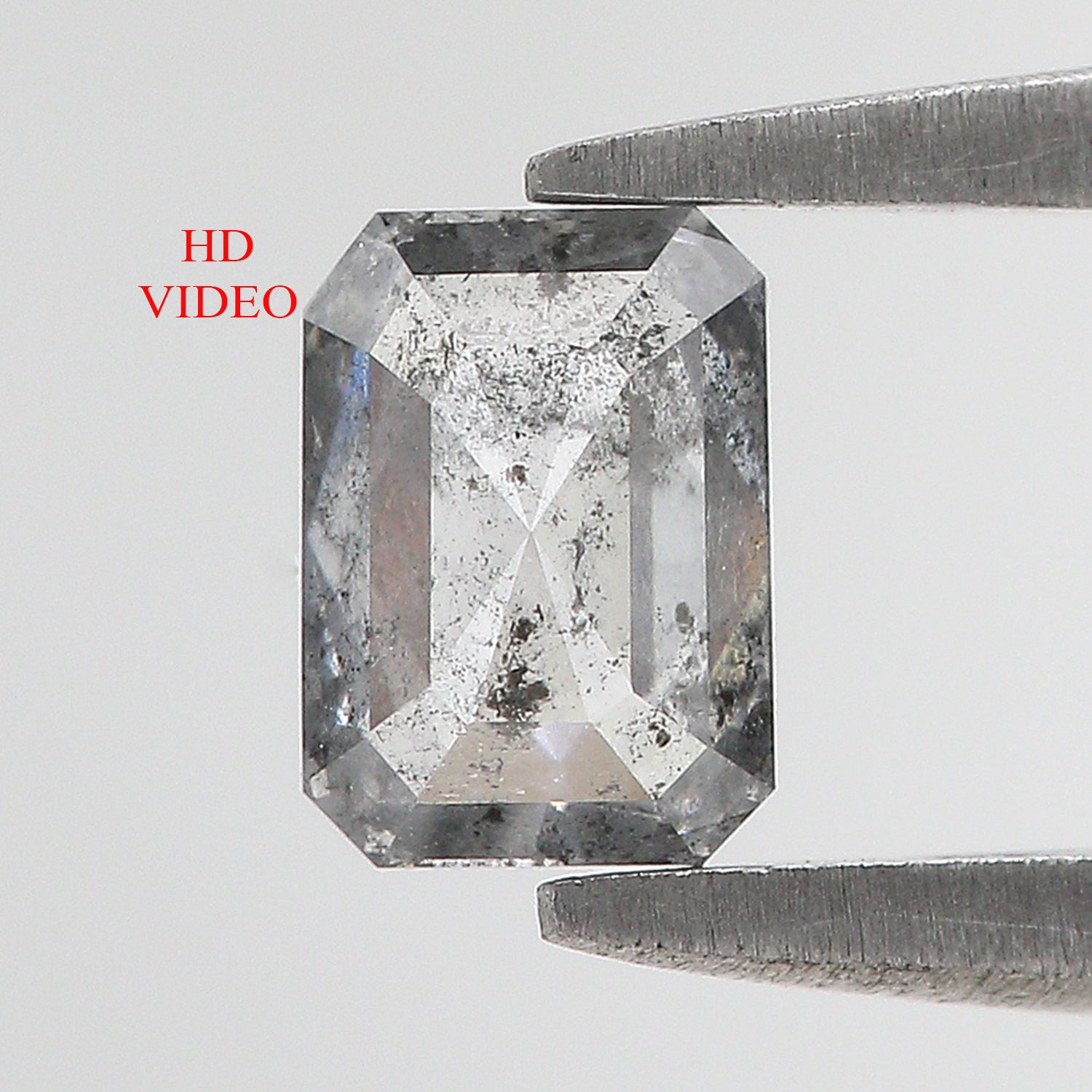 0.65 CT Natural Loose Emerald Shape Diamond Salt And Pepper Emerald Shape Diamond 5.70 MM Black Grey Color Emerald Rose Cut Diamond QL9579