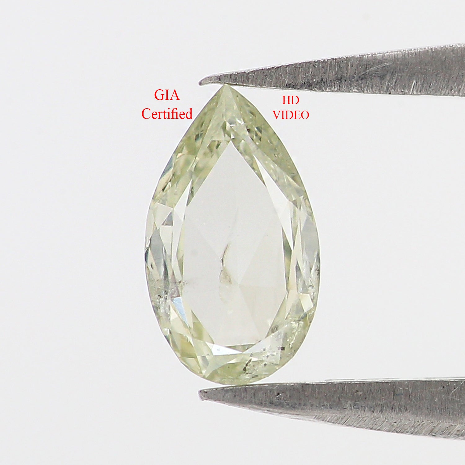 GIA Certified Natural Loose Pear Modified Brilliant Cut Diamond, Fancy Light Green-Yellow Color Diamond, Pear Shape Diamond 0.32 CT KDL4429