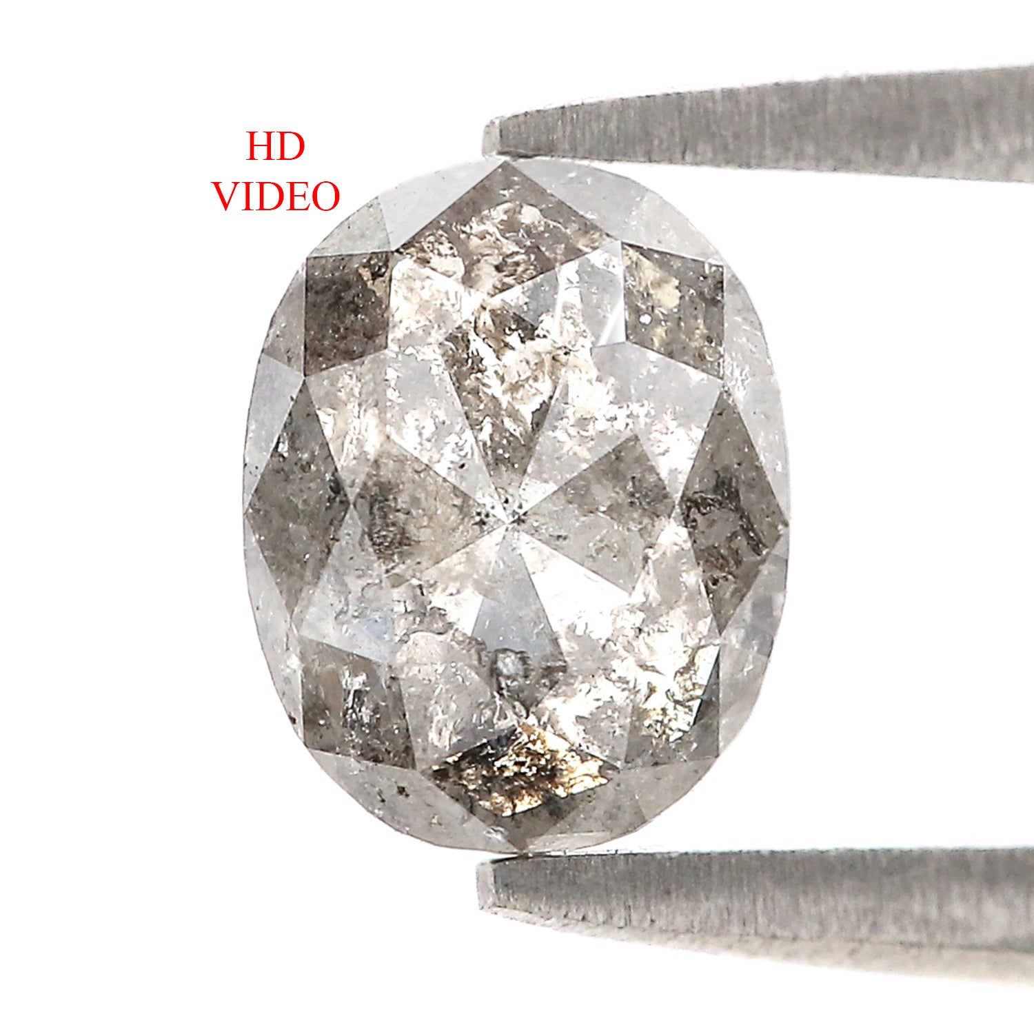 0.89 CT Natural Loose Oval Shape Diamond Salt And Pepper Oval Diamond 6.90 MM Natural Diamond Black Grey Color Oval Rose Cut Diamond QL1445