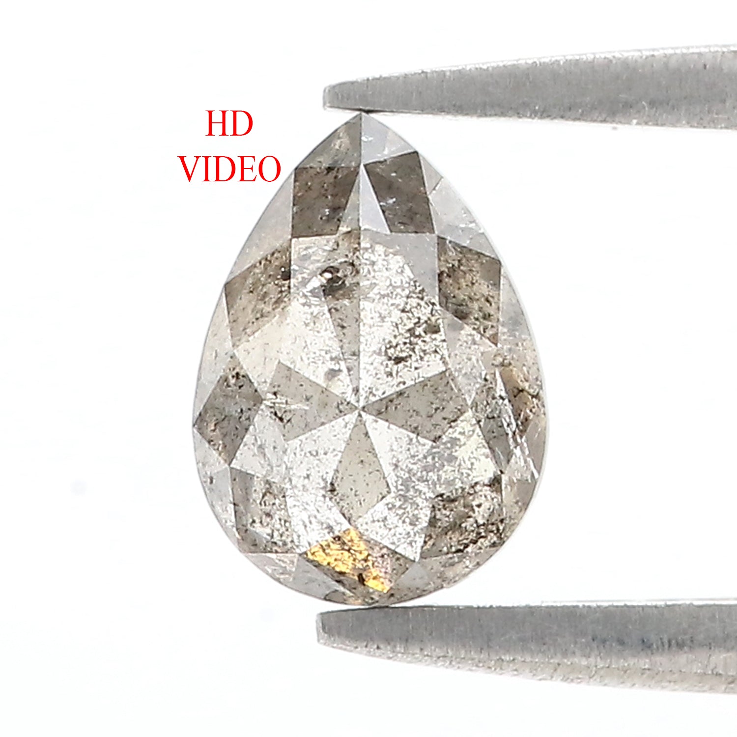 1.38 CT Natural Loose Pear Shape Diamond Salt And Pepper Pear Diamond 8.00 MM Natural Loose Black Grey Color Pear Rose Cut Diamond L3506