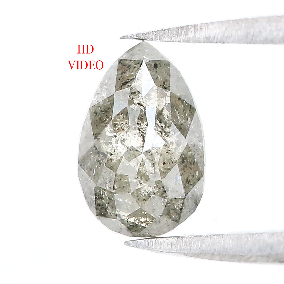 1.13 CT Natural Loose Pear Shape Diamond Salt And Pepper Pear Rose Cut Diamond 8.30 MM Black Grey Color Pear Shape Rose Cut Diamond QL3024