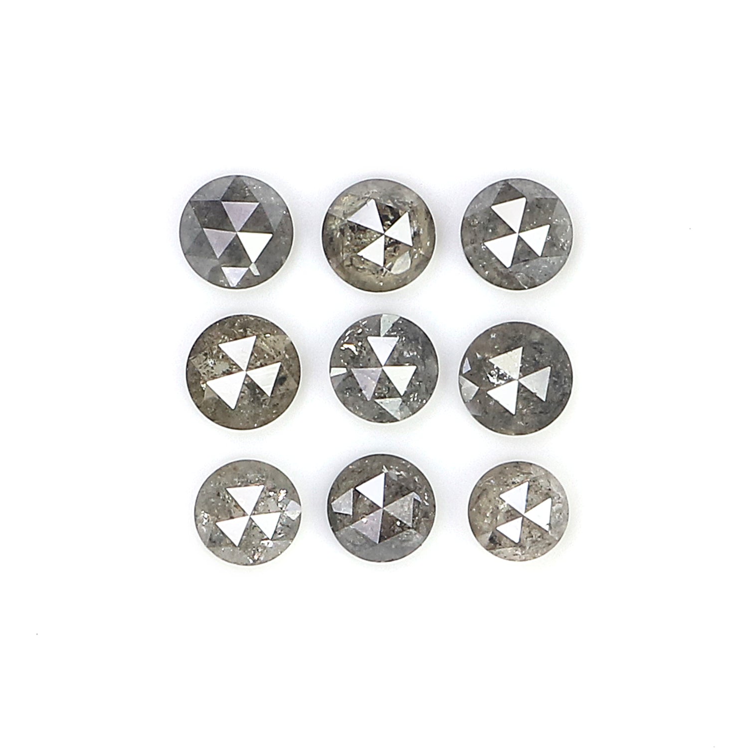 1.34 Ct Natural Loose Round Rose Cut Diamond Salt And Pepper Round Shape Diamond 2.80 MM Natural Black Grey Round Rose Cut Diamond KQ2551