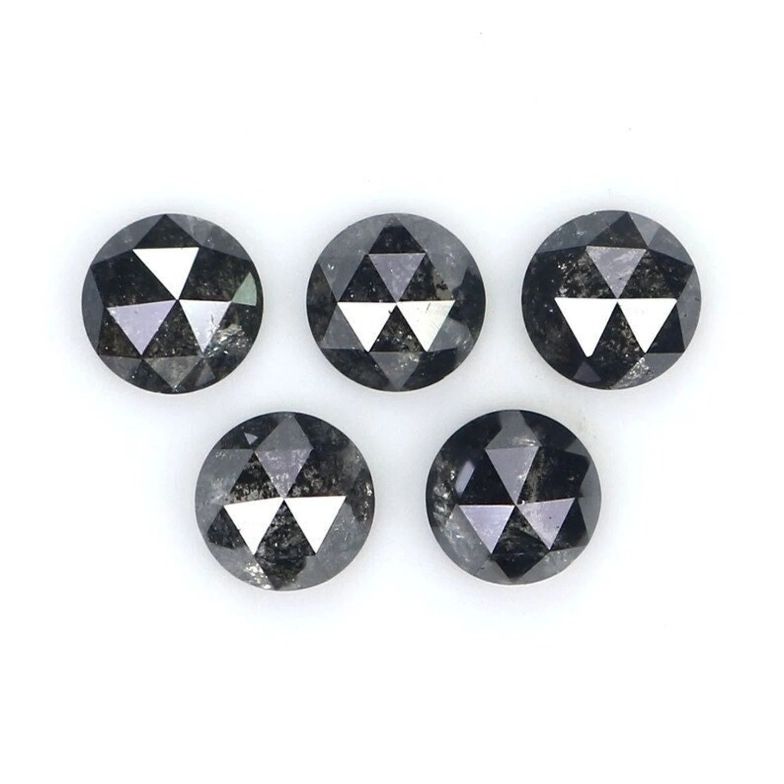 1.29 CT Natural Loose Round Shape Diamond Salt And Pepper Round Cut Diamond 3.70 MM Natural Black Gray Color Round Rose Cut Diamond NQ2070