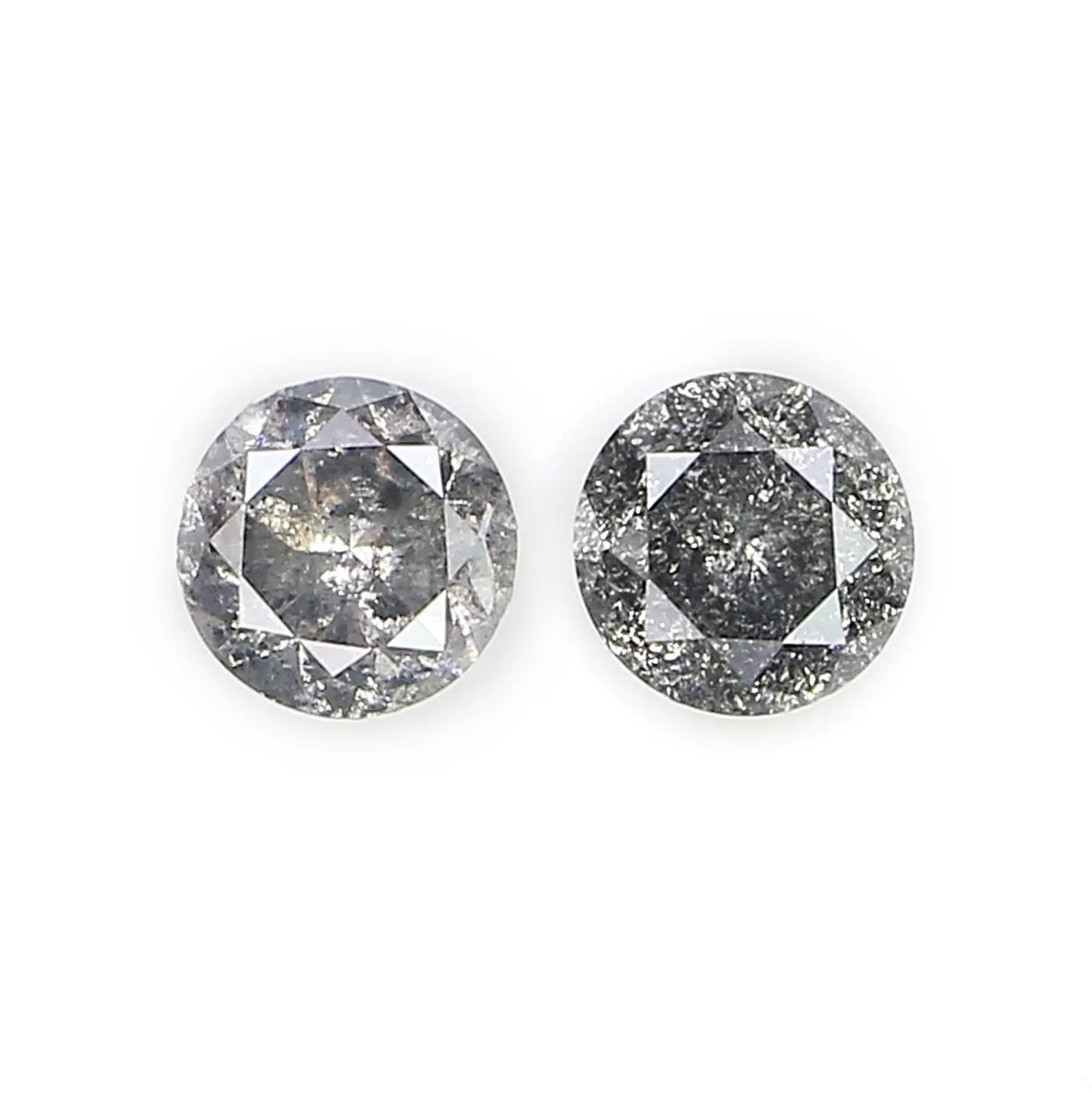 0.50 Ct Natural Loose Round Shape Pair Diamond Salt And Pepper Round Diamond 3.80 MM Black Grey Color Round Brilliant Cut Diamond NQ1491