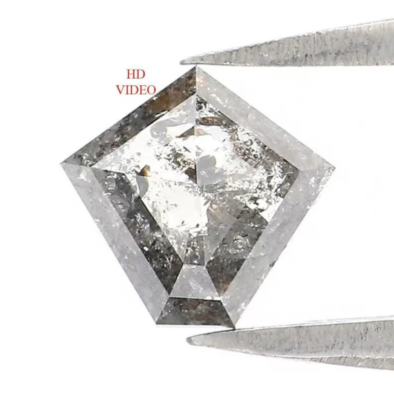 0.50 CT Natural Loose Pentagon Shape Diamond Salt And Pepper Pentagon Cut Diamond 5.65 MM Black Grey Color Pentagon Rose Cut Diamond NQ860