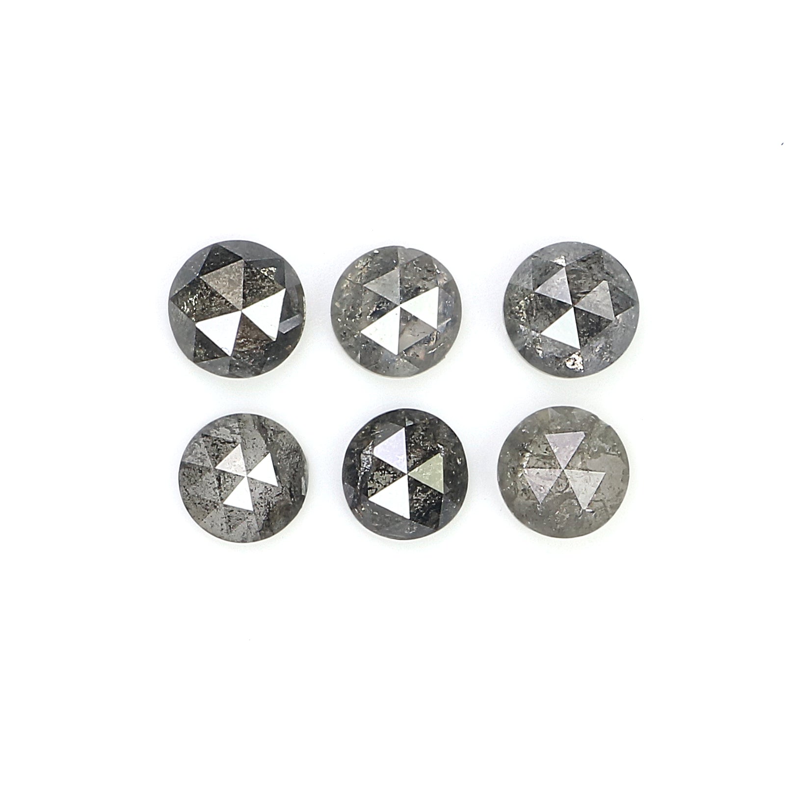 1.28 Ct Natural Loose Round Rose Cut Diamond Salt And Pepper Round Diamond 3.50 MM Natural Black Grey Color Round Rose Cut Diamond KQ2395