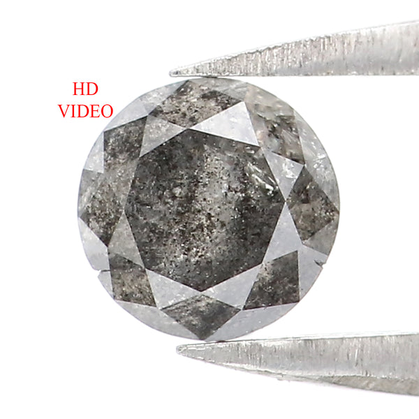 0.48 Ct Natural Loose Round Cut Diamond Black Grey Color Diamond 4.90 MM Natural Loose Salt And Pepper Round Brilliant Cut Diamond KR1735