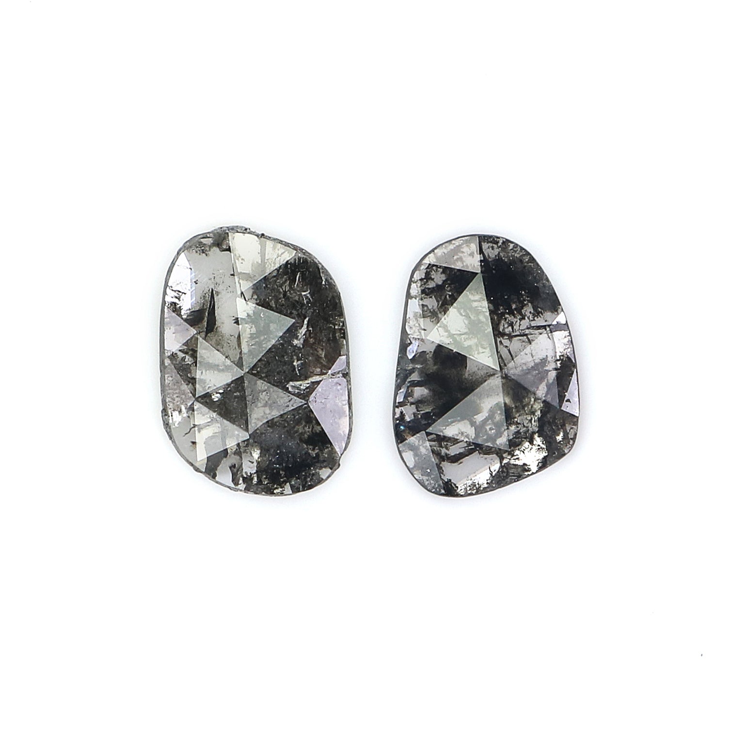 1.08 CT Natural Loose Slice Shape Diamond Salt And Pepper Slice Uncut Diamond 8.95 MM Natural Black Grey Diamond Irregular Cut Diamond L3551