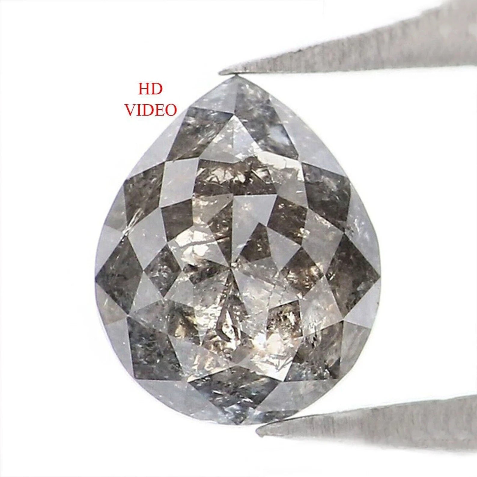 0.69 Ct Natural Loose Pear Shape Diamond Salt And Pepper Pear Diamond 6.90 MM Natural Loose Black Grey Color Pear Rose Cut Diamond NQ9234