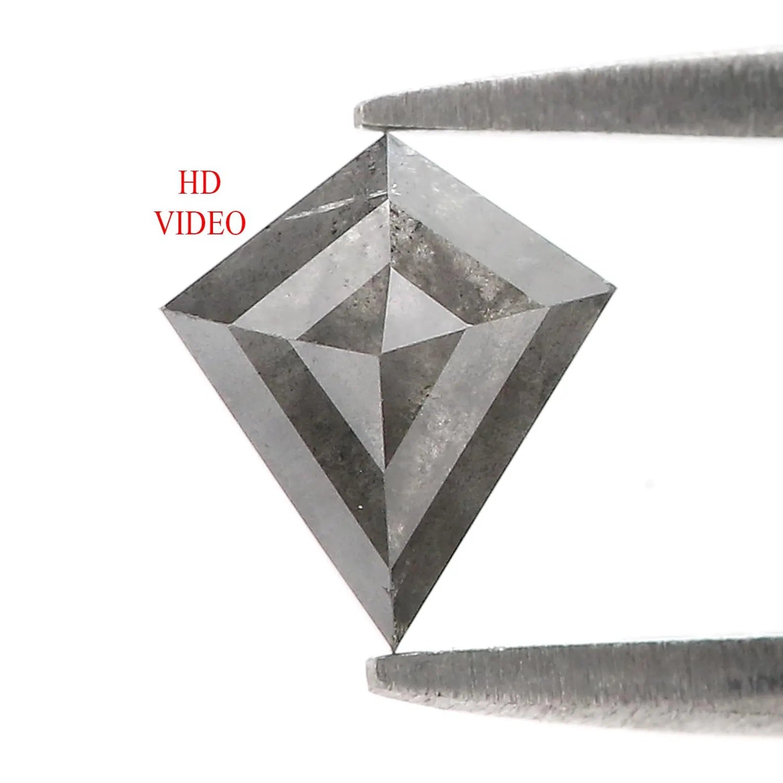 0.89 CT Natural Loose Kite Shape Diamond Salt And Pepper Kite Cut Diamond 7.55 MM Natural Loose Black Gray Color Kite Rose Cut Diamond N2594
