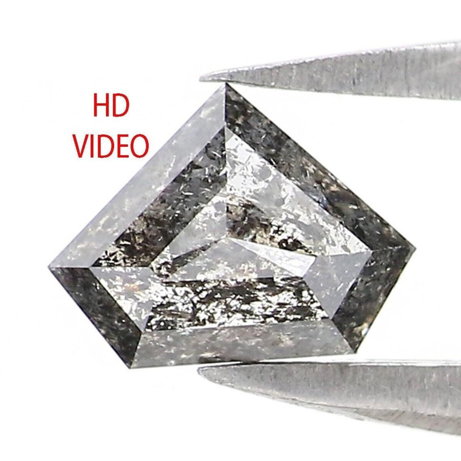 0.38 CT Natural Loose Shield Shape Diamond Salt And Pepper Shield Diamond 4.45 MM Natural Black Grey Color Shield Rose Cut Diamond NQ2174