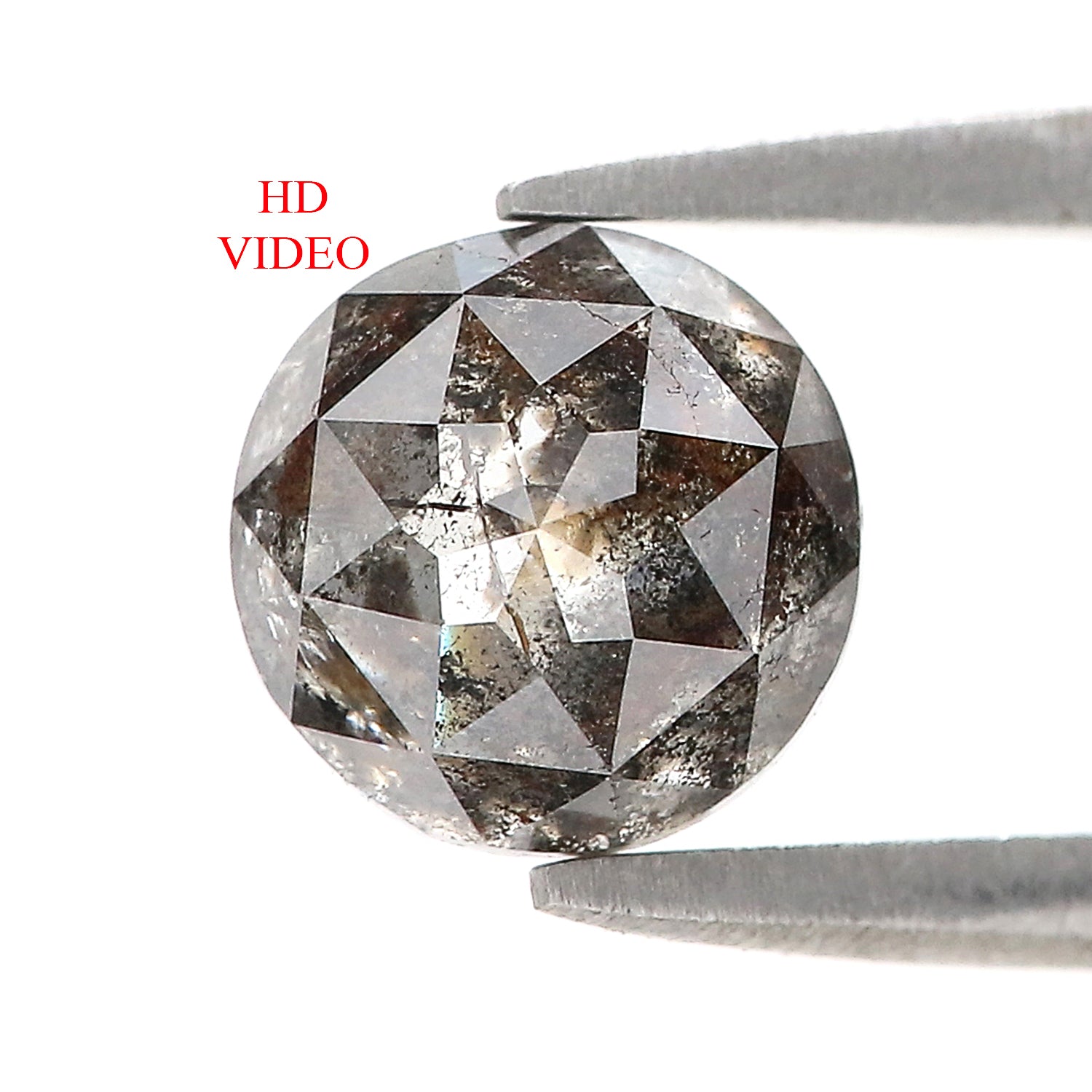 2.00 Ct Natural Loose Round Rose Cut Diamond Black Grey Color Rose Cut Diamond 7.20 MM Natural Loose Salt And Pepper Rose Cut Diamond QL674