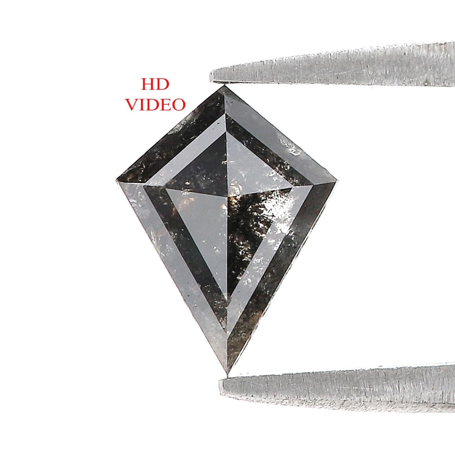 0.81 CT Natural Loose Kite Shape Diamond Salt And Pepper Kite Diamond 9.20 MM Natural Black Gray Color Diamond Kite Rose Cut Diamond N2593