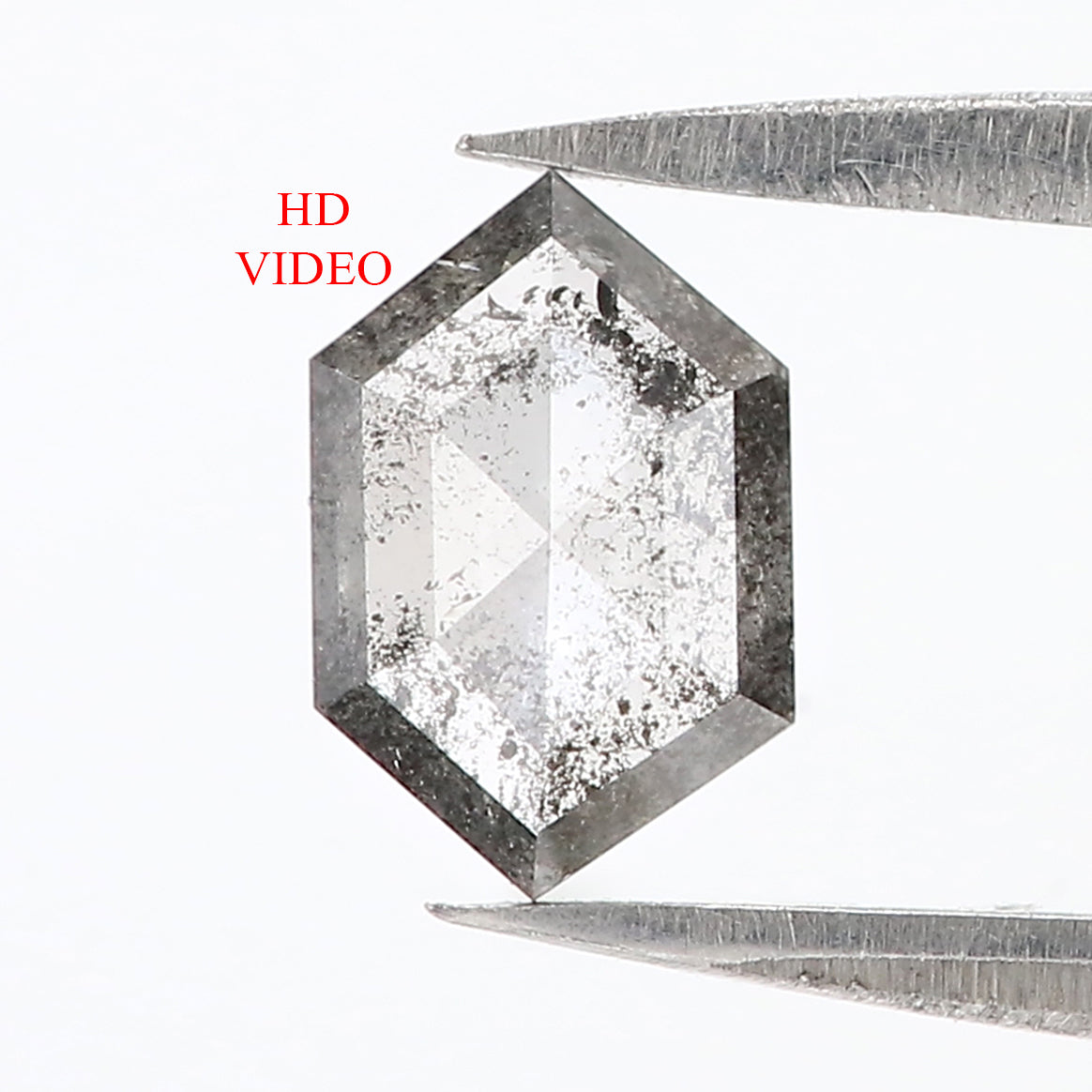 0.46 CT Natural Loose Hexagon Shape Diamond Salt And Pepper Hexagon Cut Diamond 7.50 MM Natural Black Grey Hexagon Rose Cut Diamond QL3132