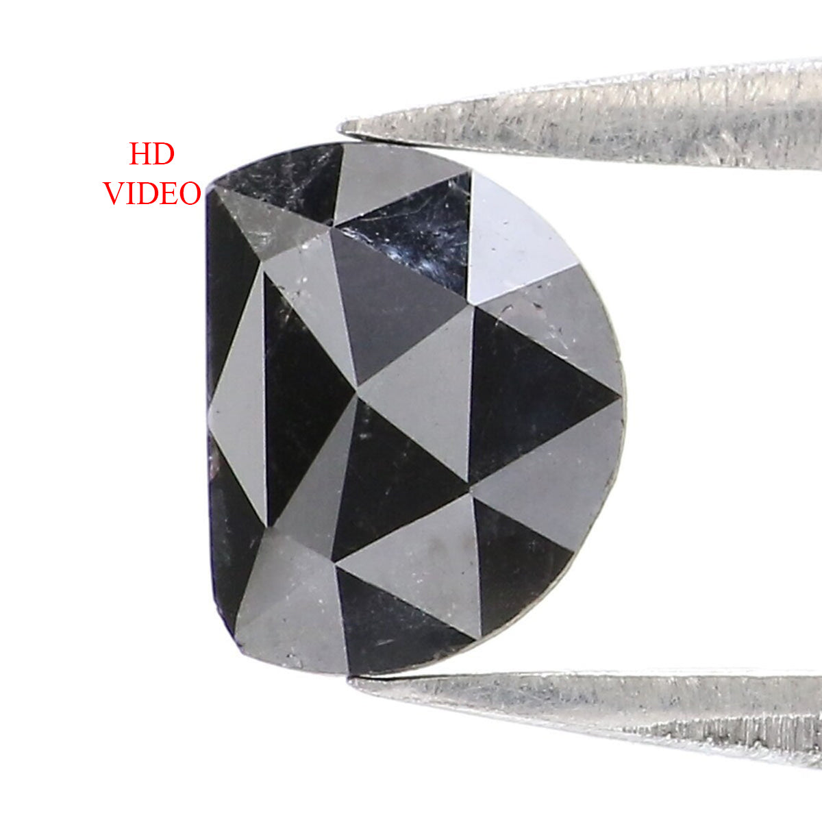 Natural Loose Half Moon Shape Black Color Diamond 0.46 CT 5.95 MM Half Moon Shape Rose Cut Diamond L8892