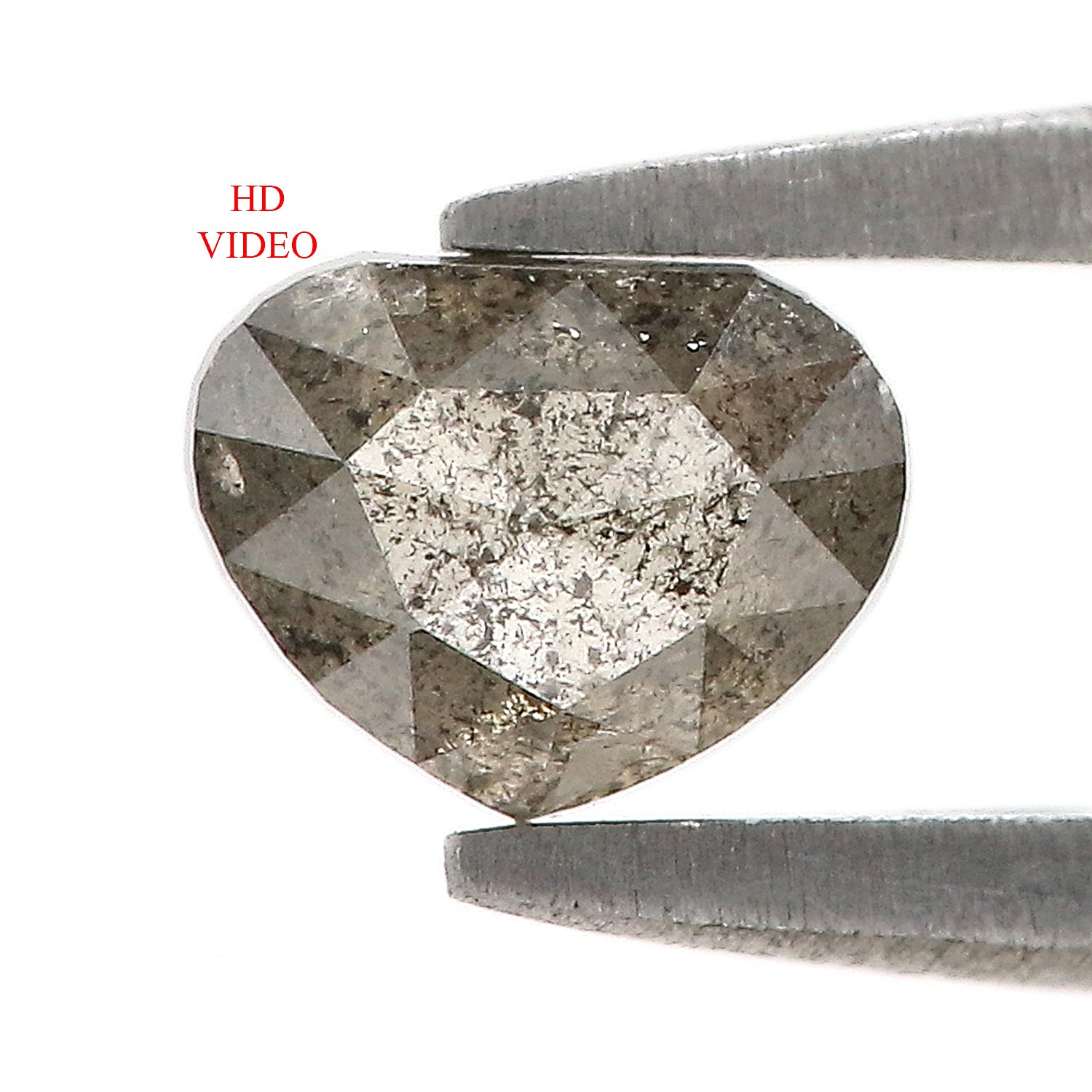 0.60 Ct Natural Loose Heart Shape Diamond Salt And Pepper Diamond 4.45 MM Natural Diamond Black Grey Color Heart Rose Cut Diamond QL6552